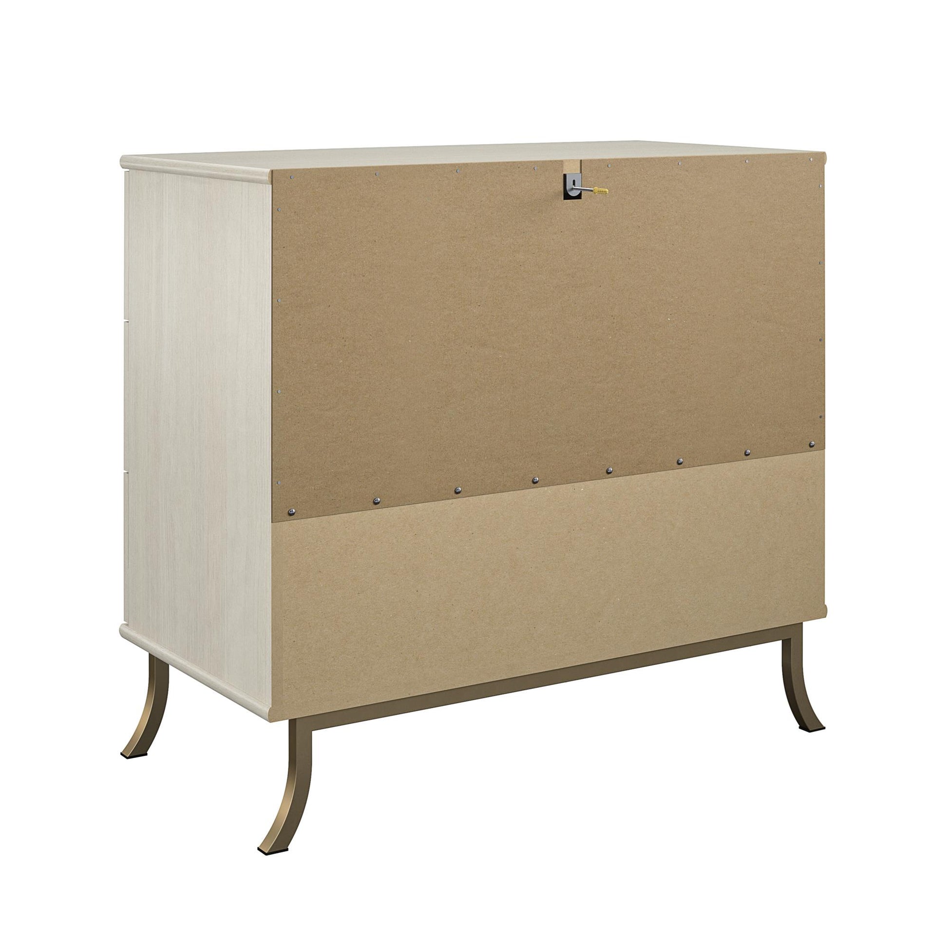 Monarch Hill Clementine 3 Drawer Dresser with Clear Acrylic Handles - Ivory Oak