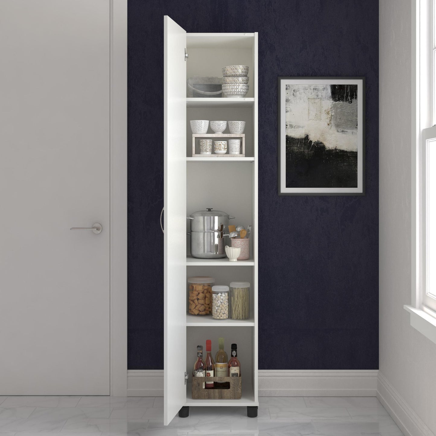 Basin 16 Inch Closed Door Utility Storage Cabinet  - White