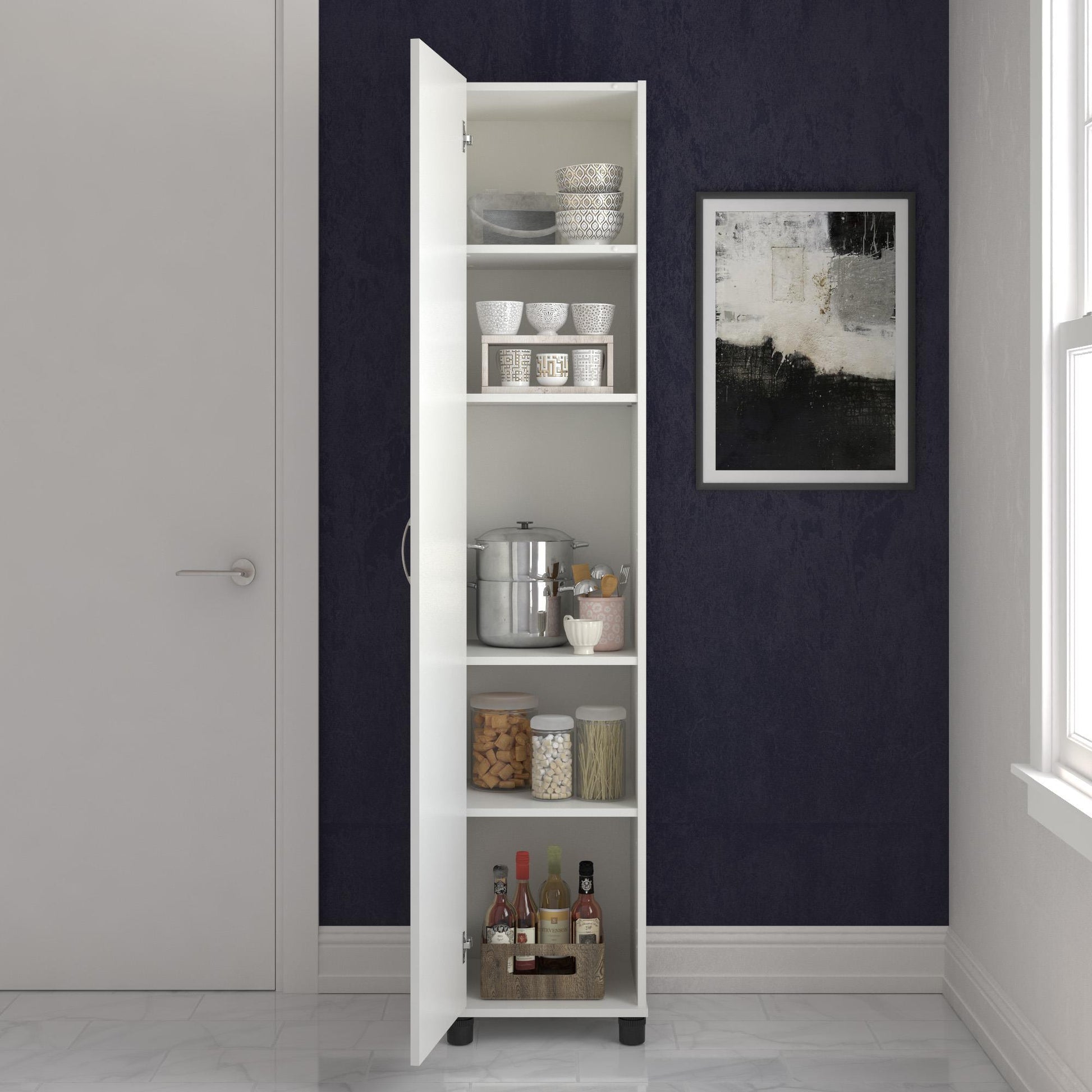 Basin 16 Inch Closed Door Utility Storage Cabinet  - White