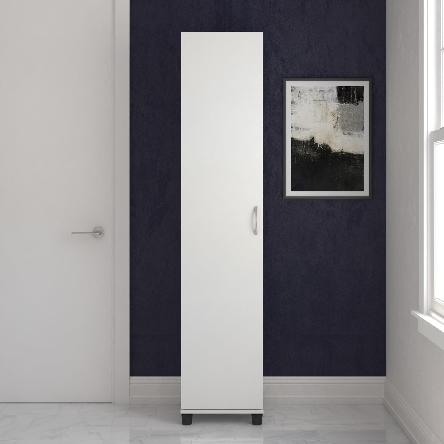 Basin 16 Inch Closed Door Utility Storage Cabinet  - White