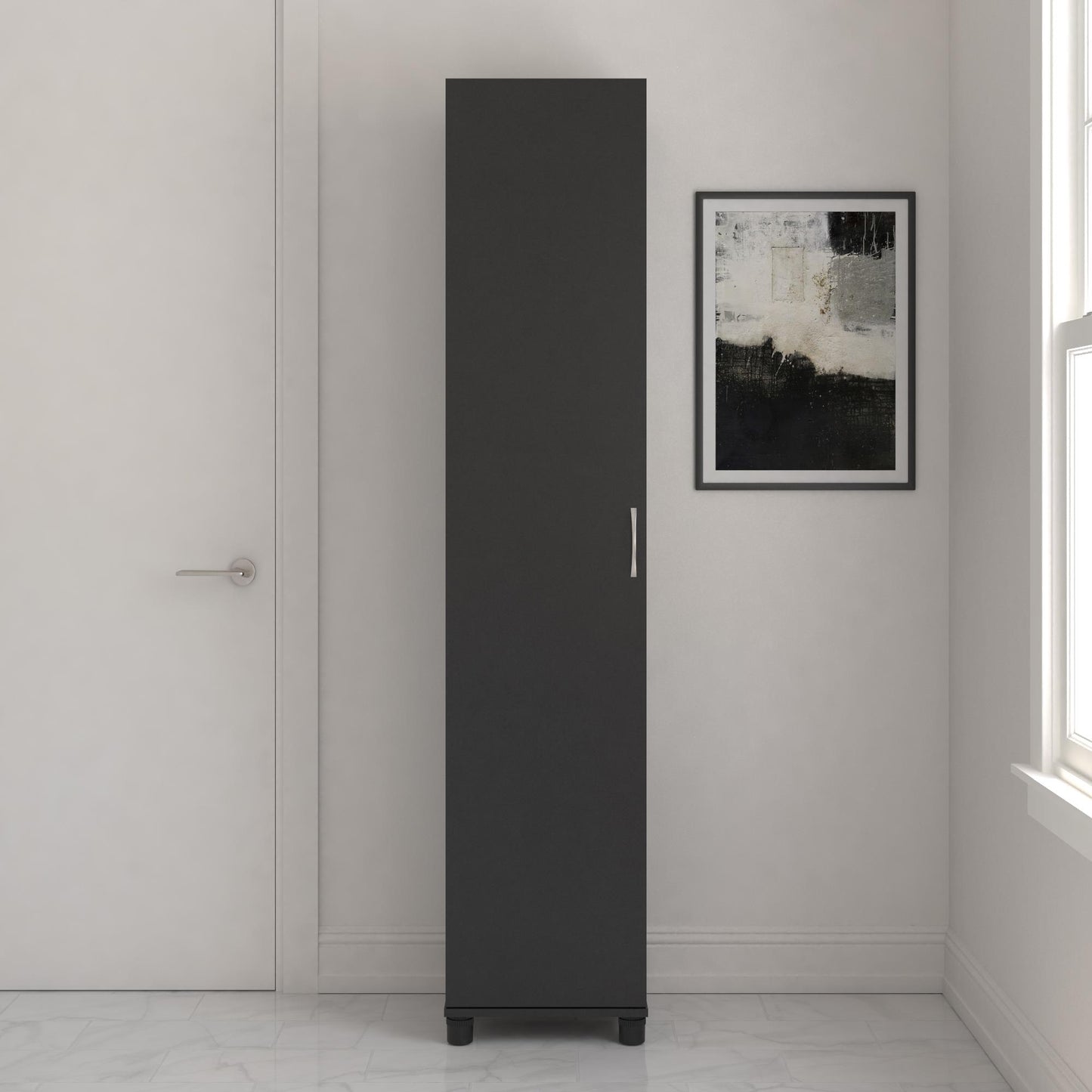 Basin 16 Inch Closed Door Utility Storage Cabinet  - Black