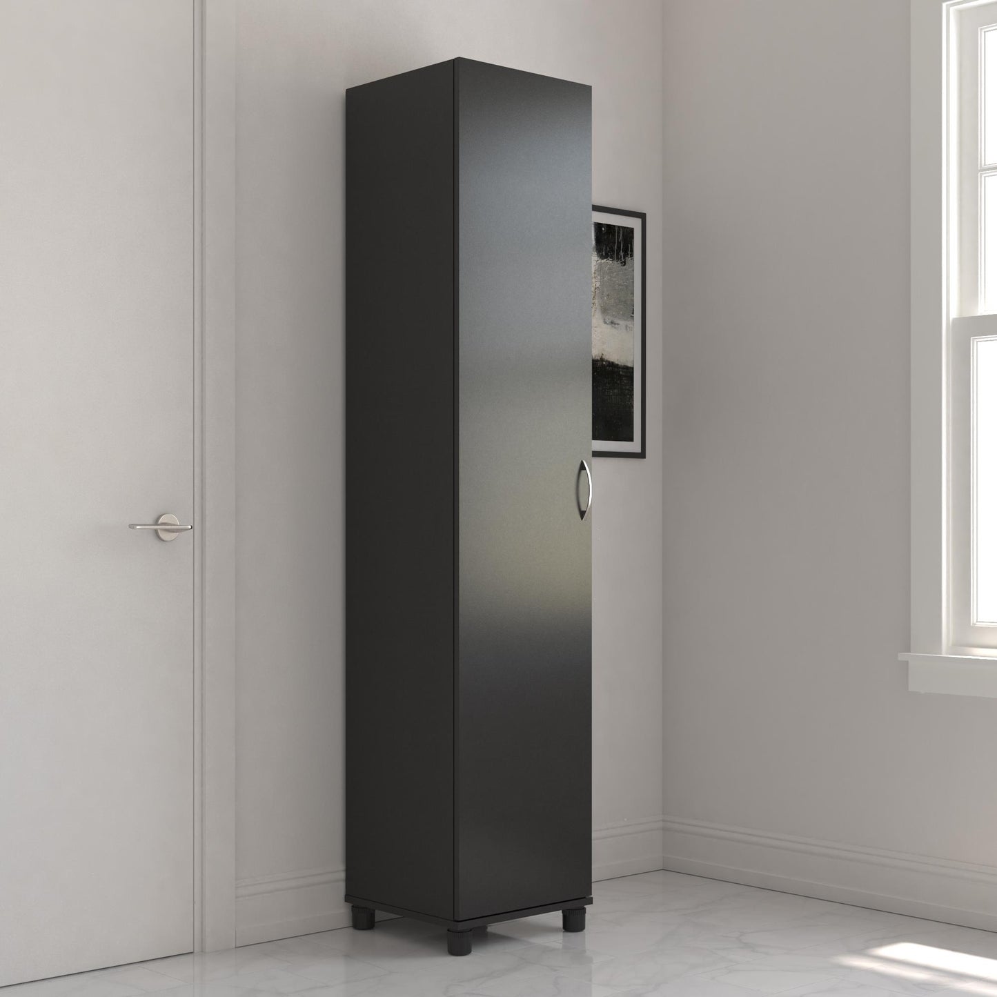 Basin 16 Inch Closed Door Utility Storage Cabinet  - Black