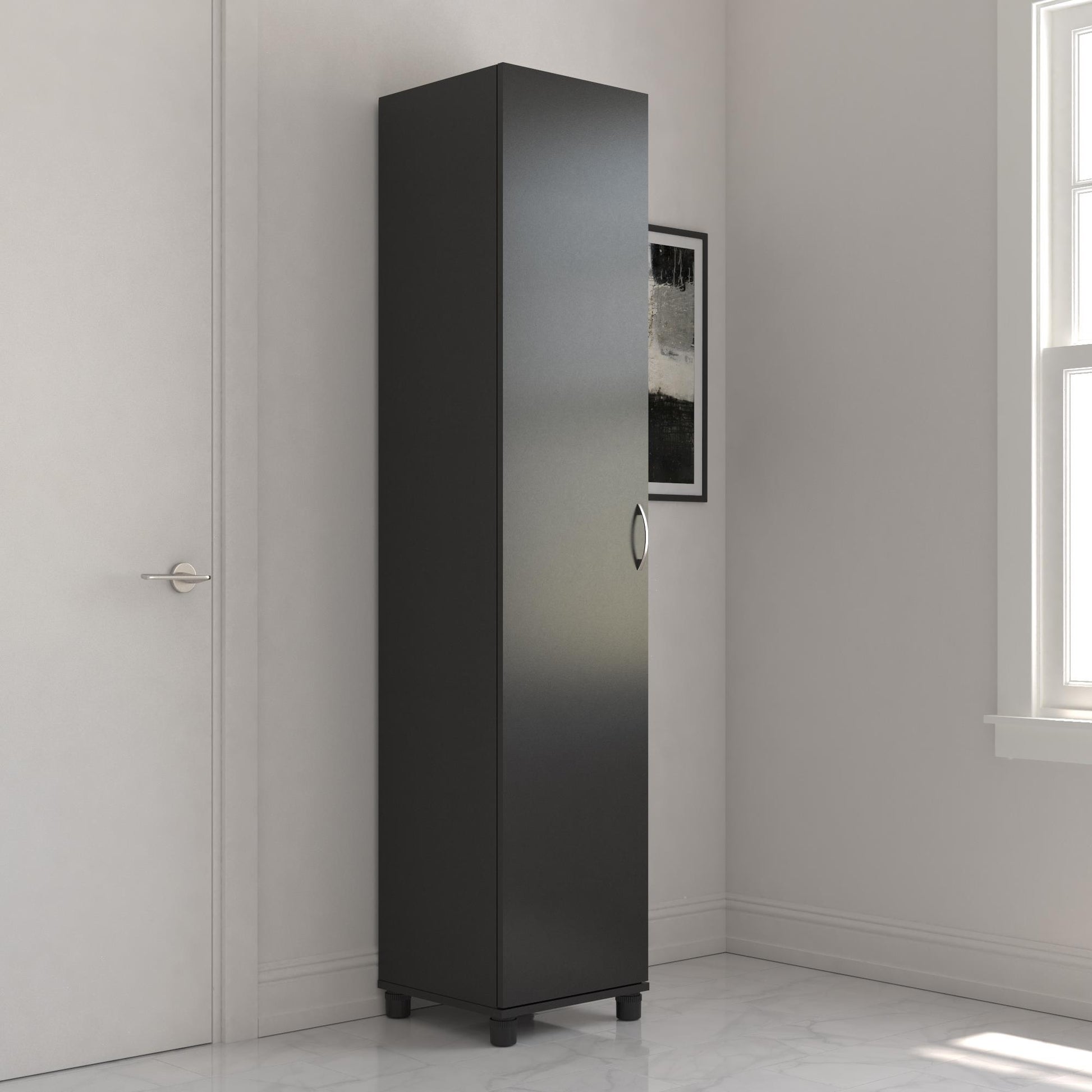 Basin 16 Inch Closed Door Utility Storage Cabinet  - Black
