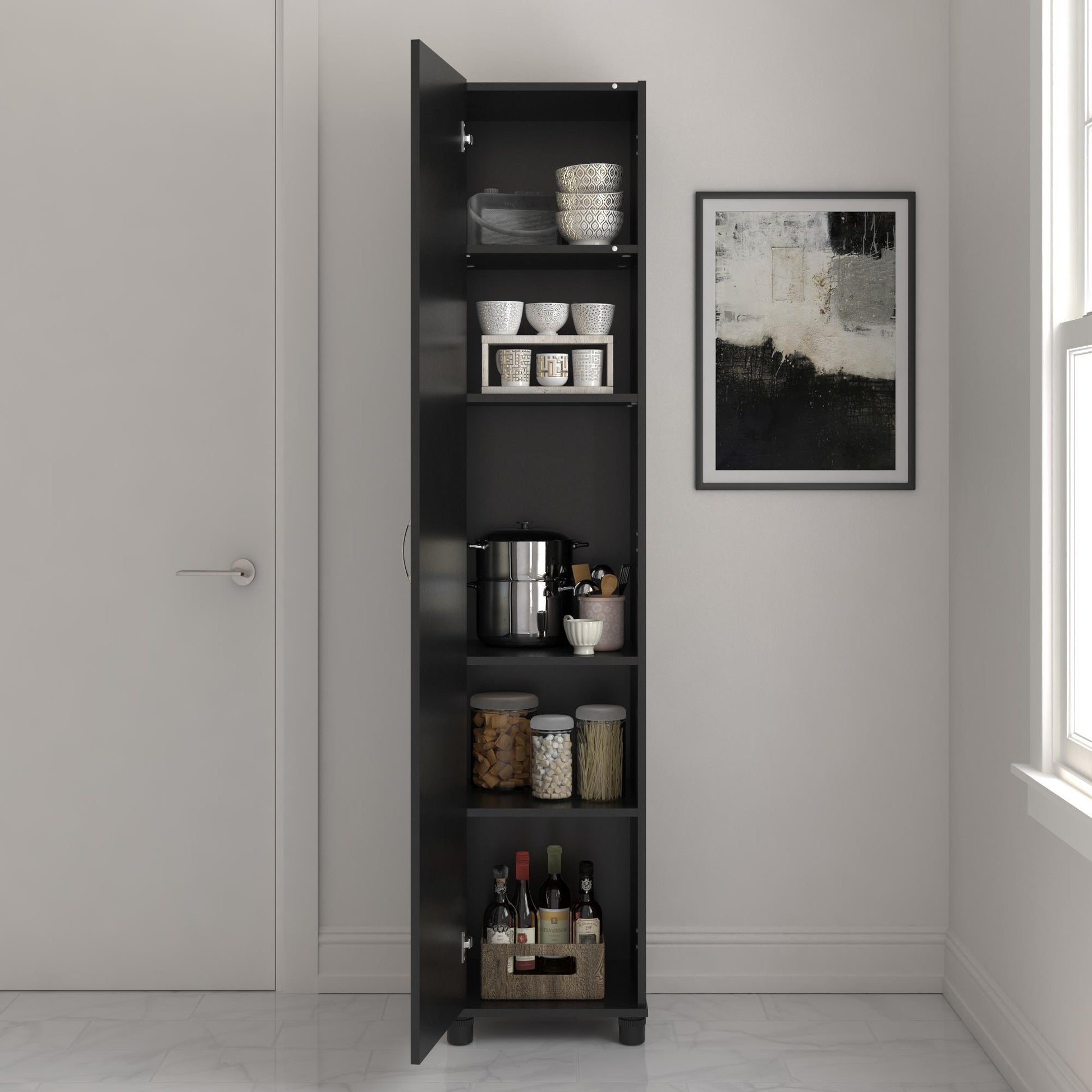 Basin 16 Inch Closed Door Utility Storage Cabinet  - Black