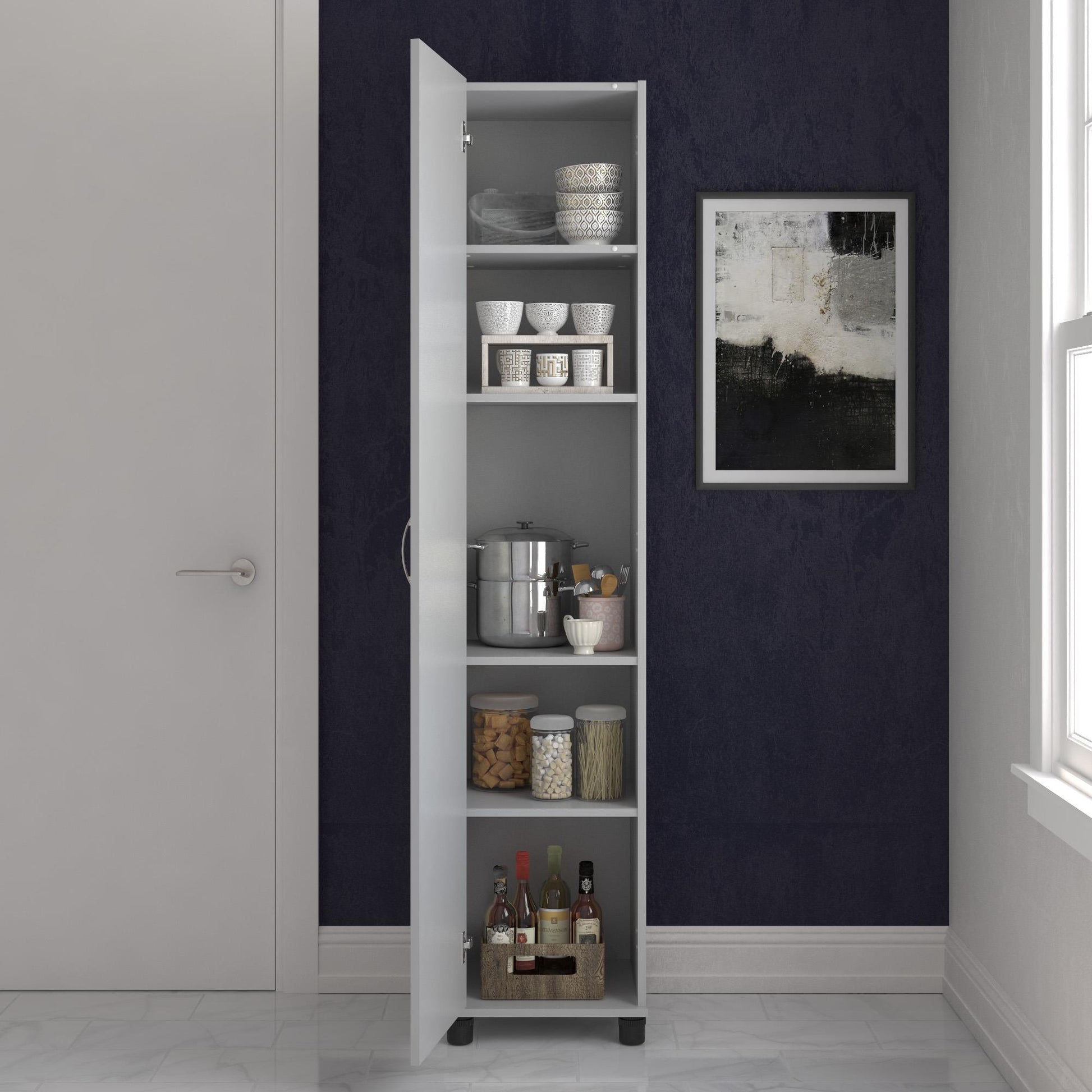 Basin 16 Inch Closed Door Utility Storage Cabinet  - Dove Gray