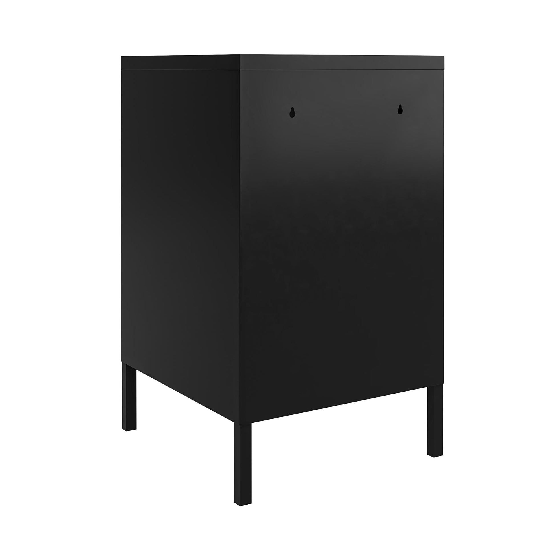 Shadwick Closed Door Metal Locker End Table with 2 Shelves - Black