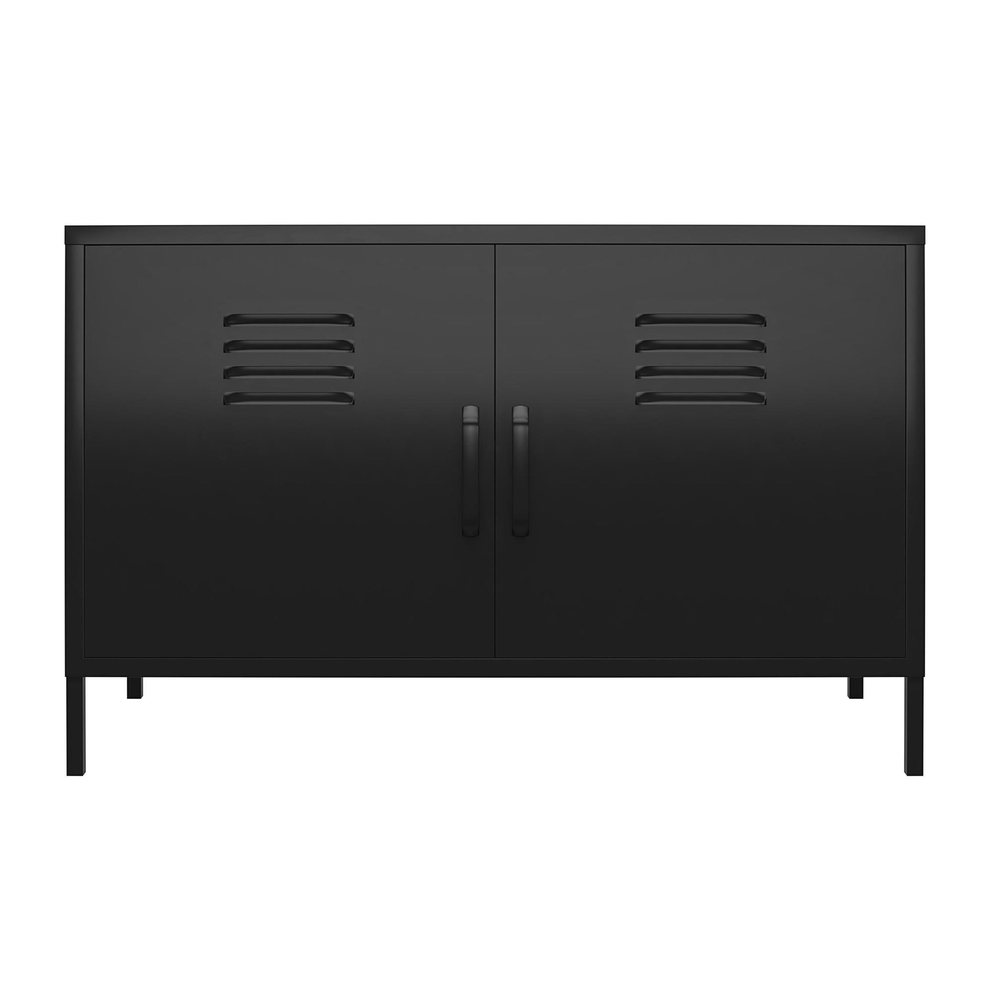Shadwick 2 Door Metal Locker Accent Cabinet with 2 Shelves - Black