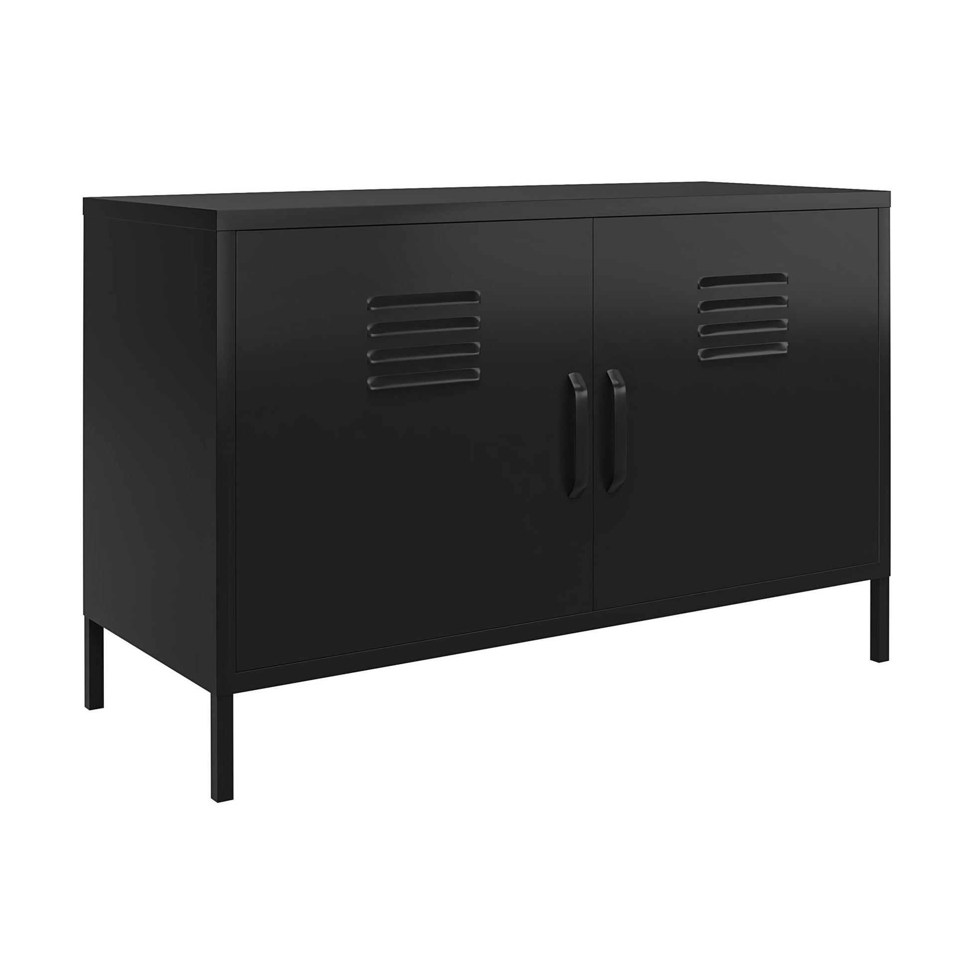Shadwick 2 Door Metal Locker Accent Cabinet with 2 Shelves - Black