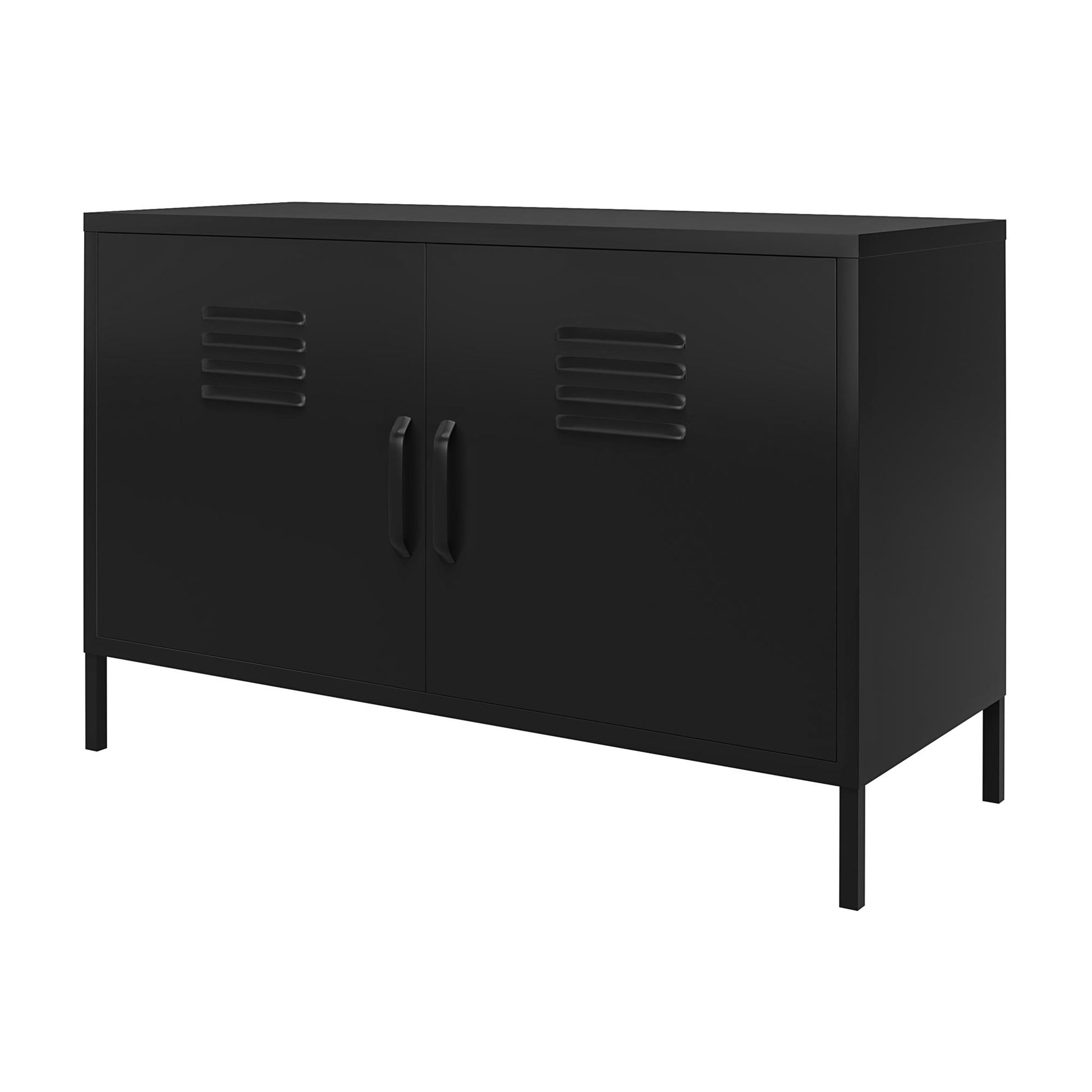 Shadwick 2 Door Metal Locker Accent Cabinet with 2 Shelves - Black