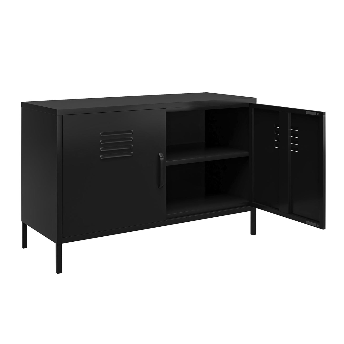 Shadwick 2 Door Metal Locker Accent Cabinet with 2 Shelves - Black