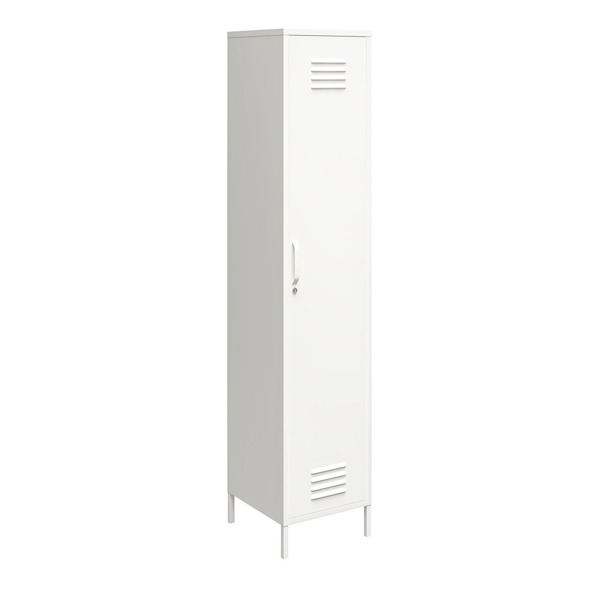 Shadwick Single Closed Door Metal Locker Storage Cabinet with 4 Shelves - White