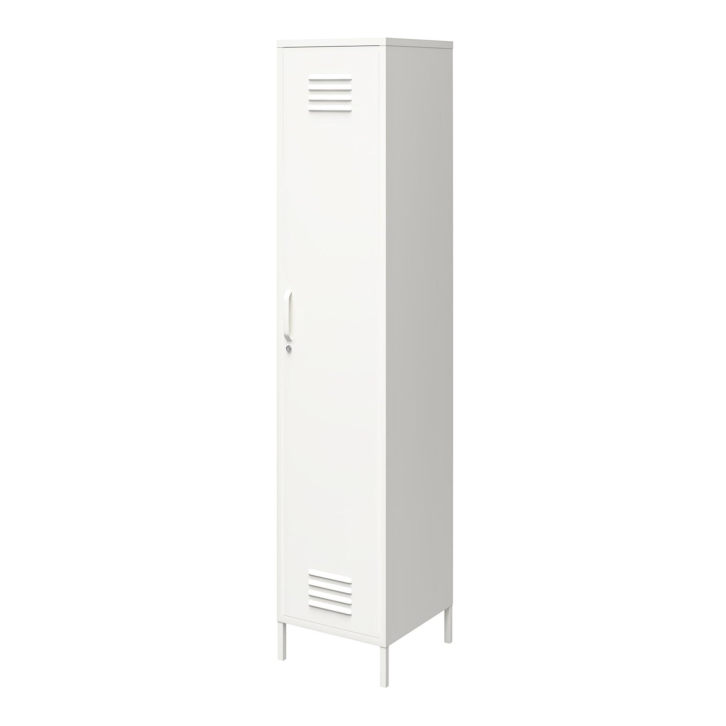 Shadwick Single Closed Door Metal Locker Storage Cabinet with 4 Shelves - White
