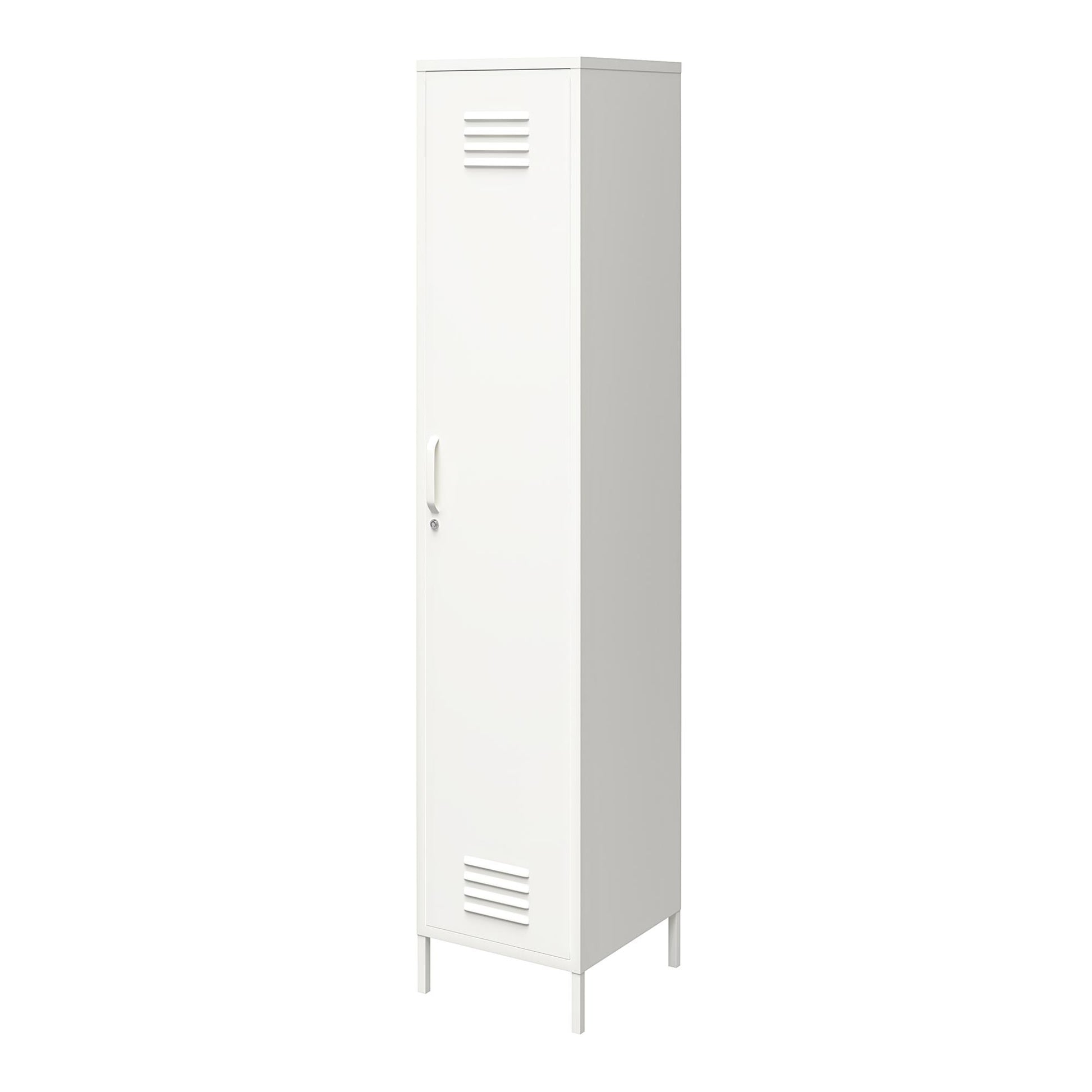 Shadwick Single Closed Door Metal Locker Storage Cabinet with 4 Shelves - White