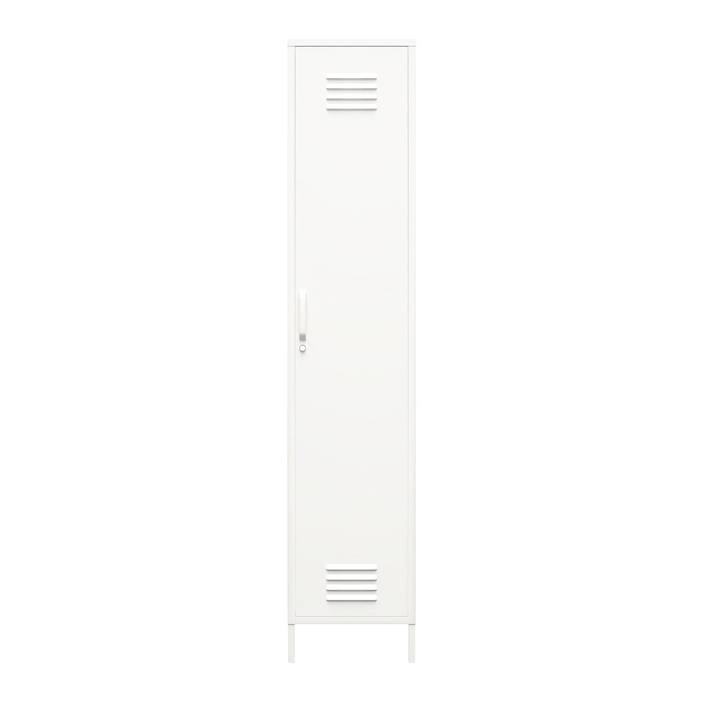 Shadwick Single Closed Door Metal Locker Storage Cabinet with 4 Shelves - White