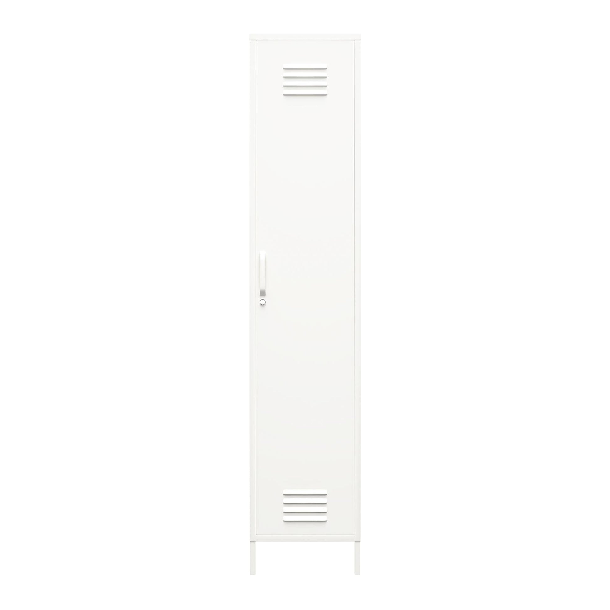 Shadwick Single Closed Door Metal Locker Storage Cabinet with 4 Shelves - White