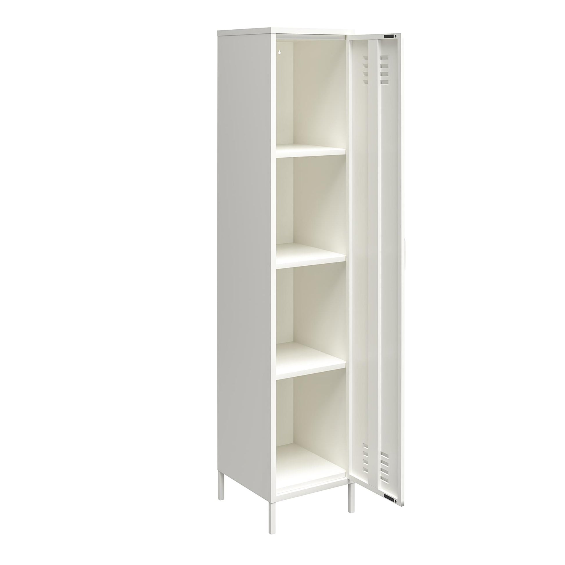 Shadwick Single Closed Door Metal Locker Storage Cabinet with 4 Shelves - White
