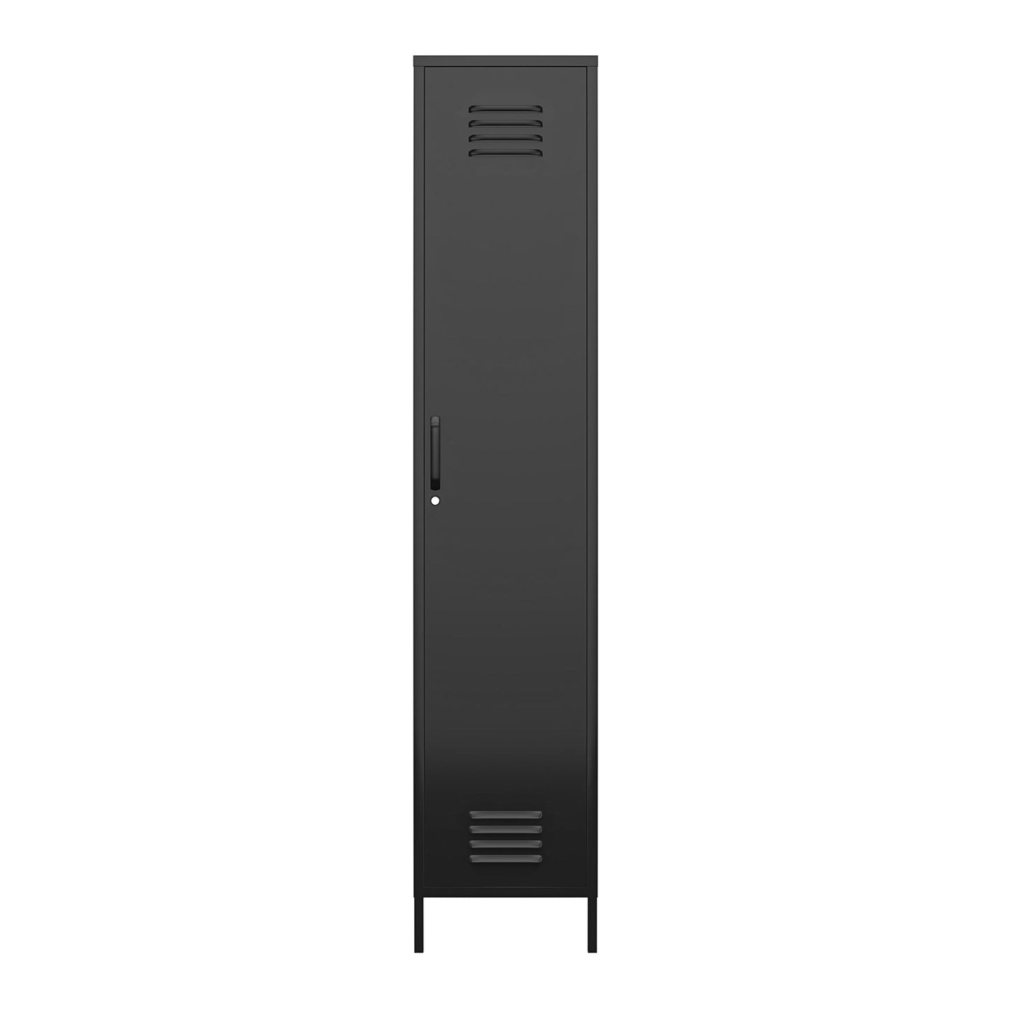 Shadwick Single Closed Door Metal Locker Storage Cabinet with 4 Shelves - Black