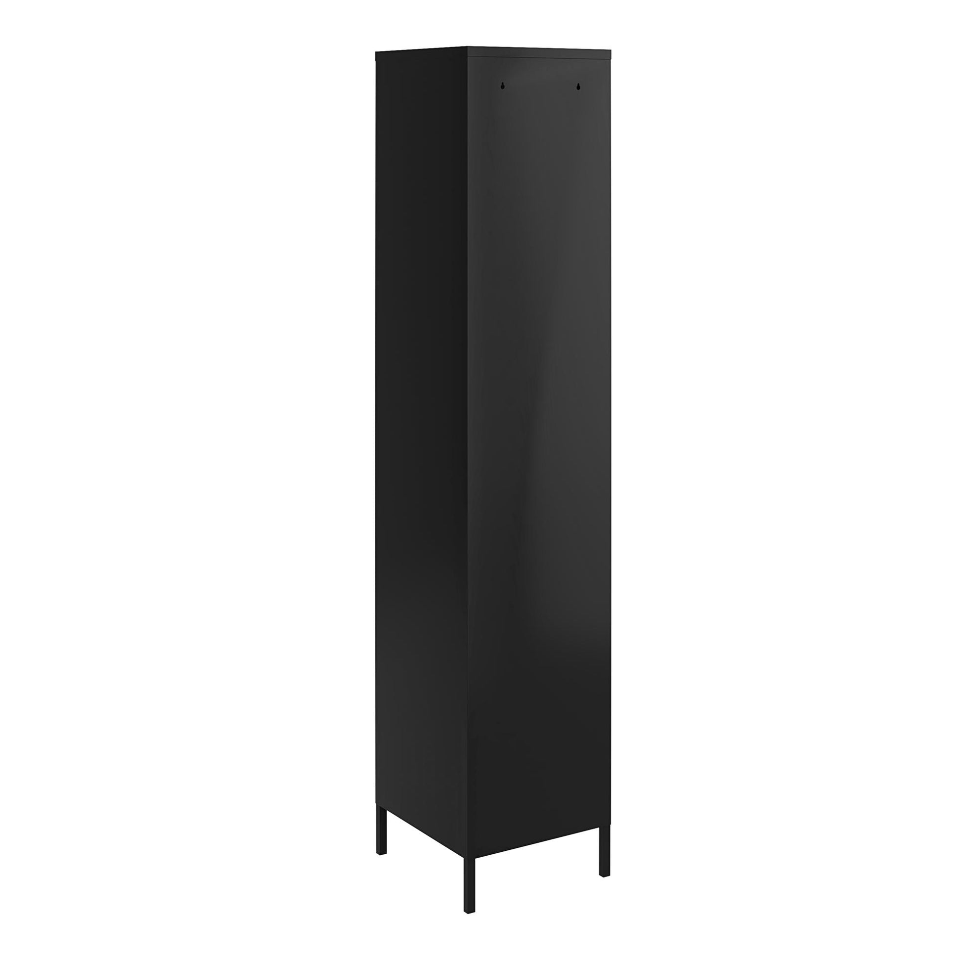Shadwick Single Closed Door Metal Locker Storage Cabinet with 4 Shelves - Black