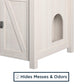 Farmington Rustic Farmhouse Litter Box Enclosure for Cats - Ivory Pine