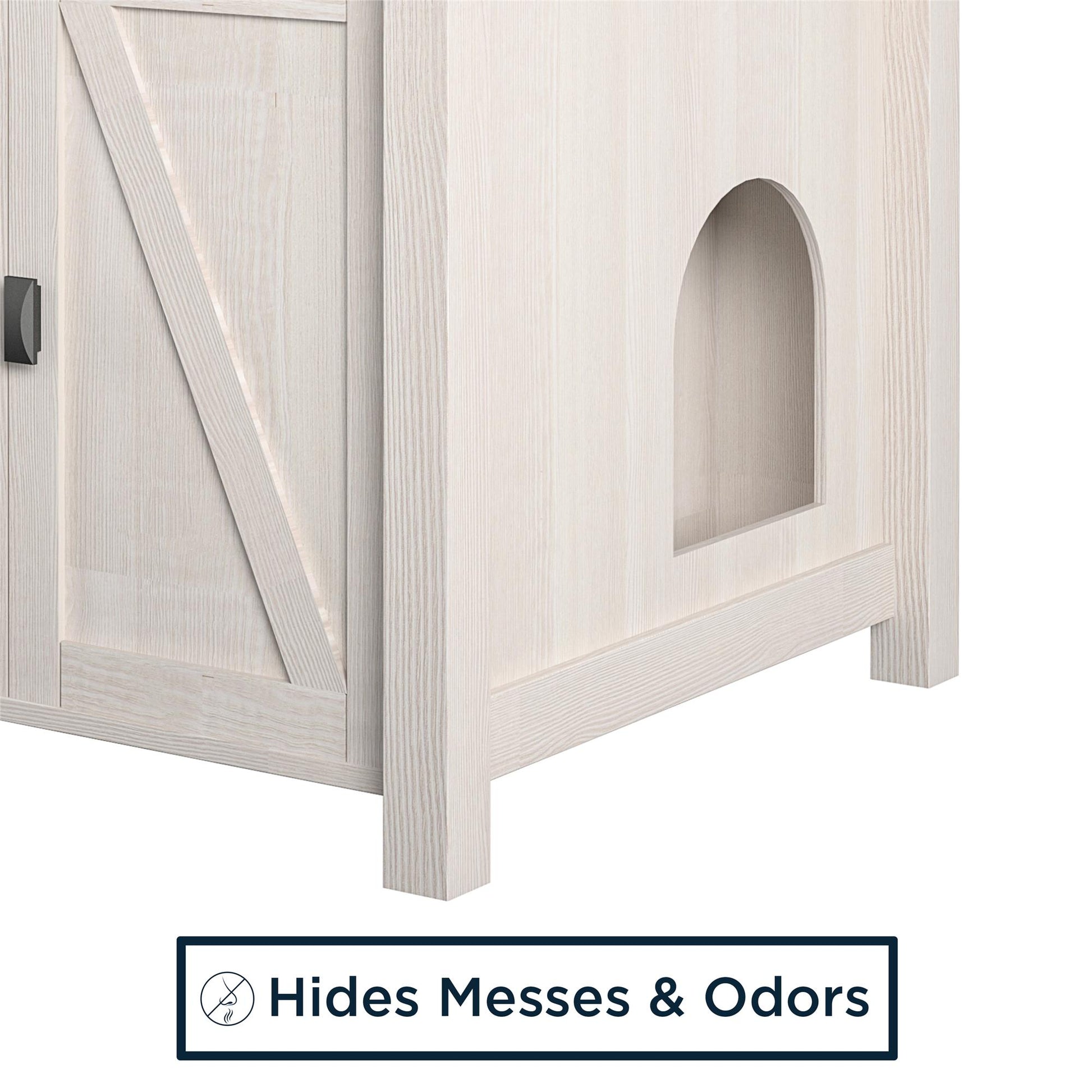 Farmington Rustic Farmhouse Litter Box Enclosure for Cats - Ivory Pine