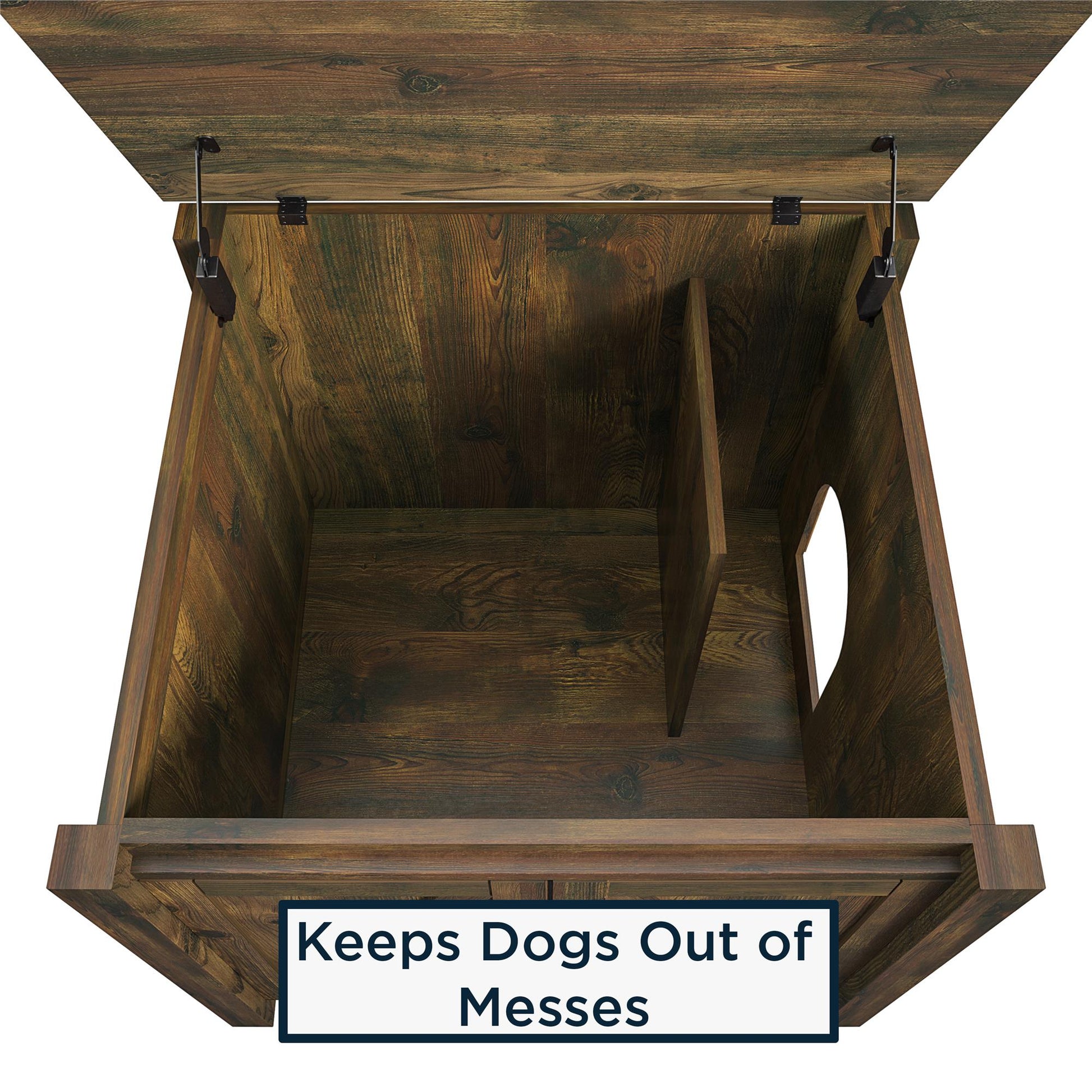 Farmington Rustic Farmhouse Litter Box Enclosure for Cats - Ivory Pine