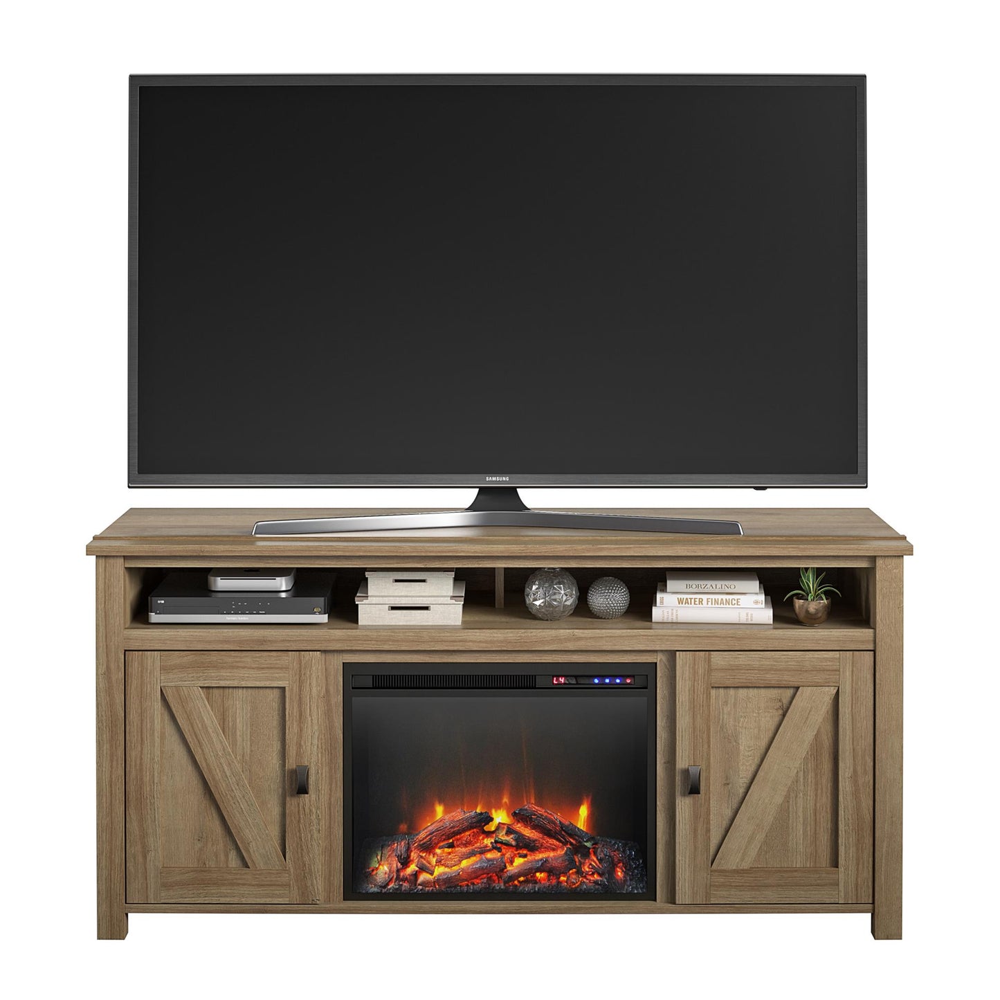 Farmington Electric Fireplace TV Console for TVs up to 60 Inch - Natural