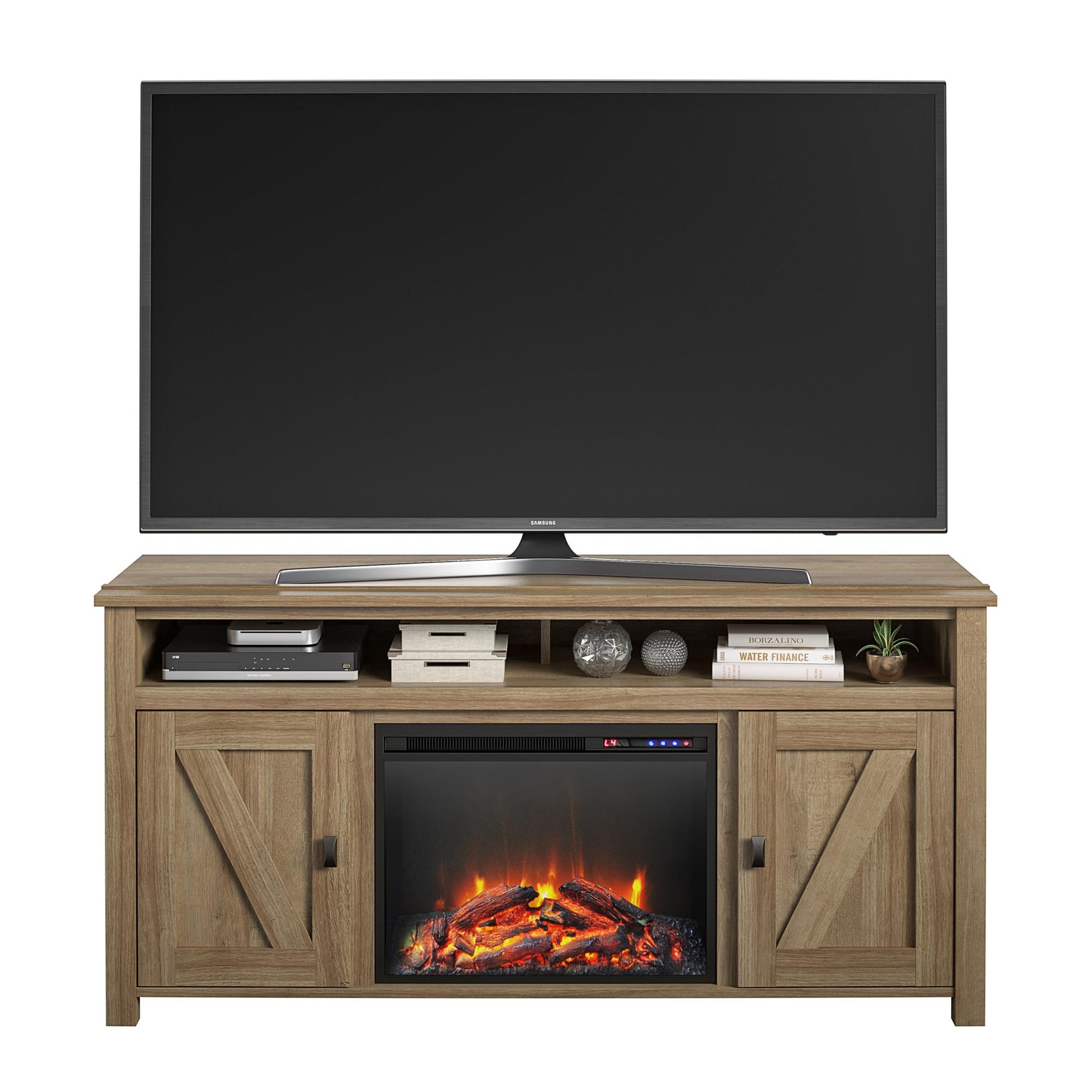 Farmington Electric Fireplace TV Console for TVs up to 60 Inch - Natural