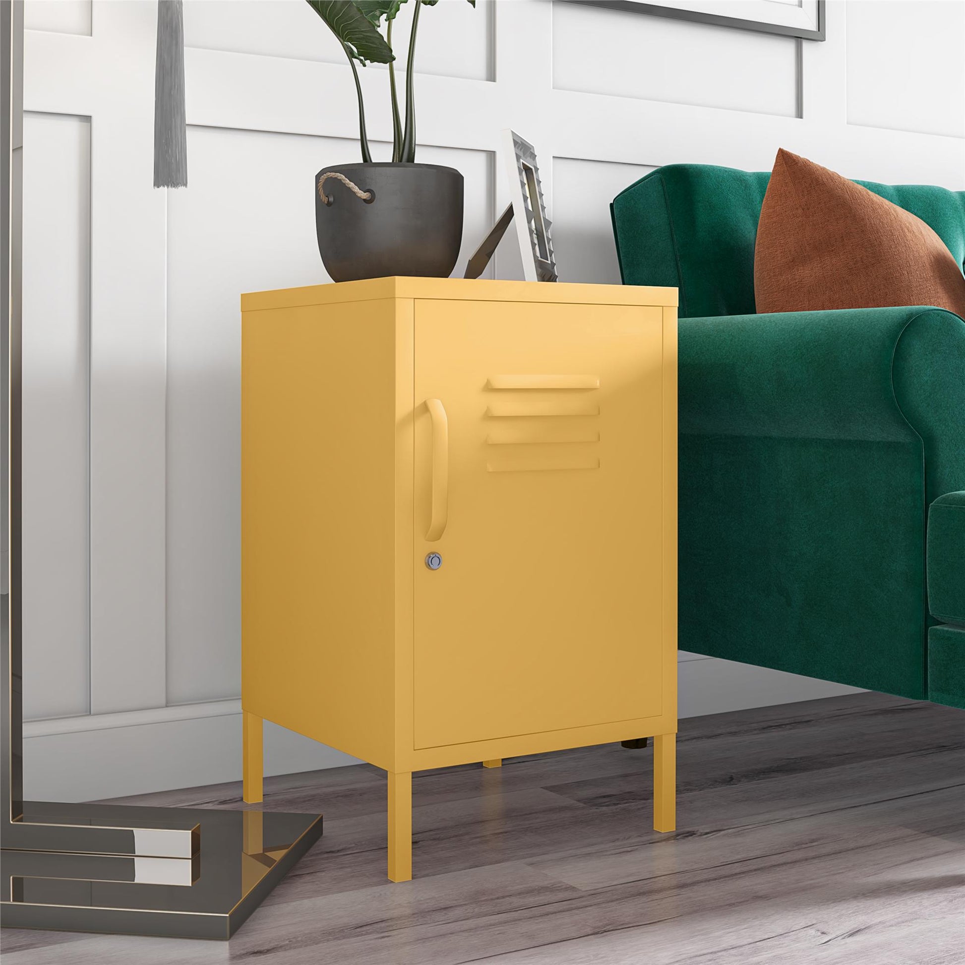Cache Metal Locker End Table, Yellow - Yellow
