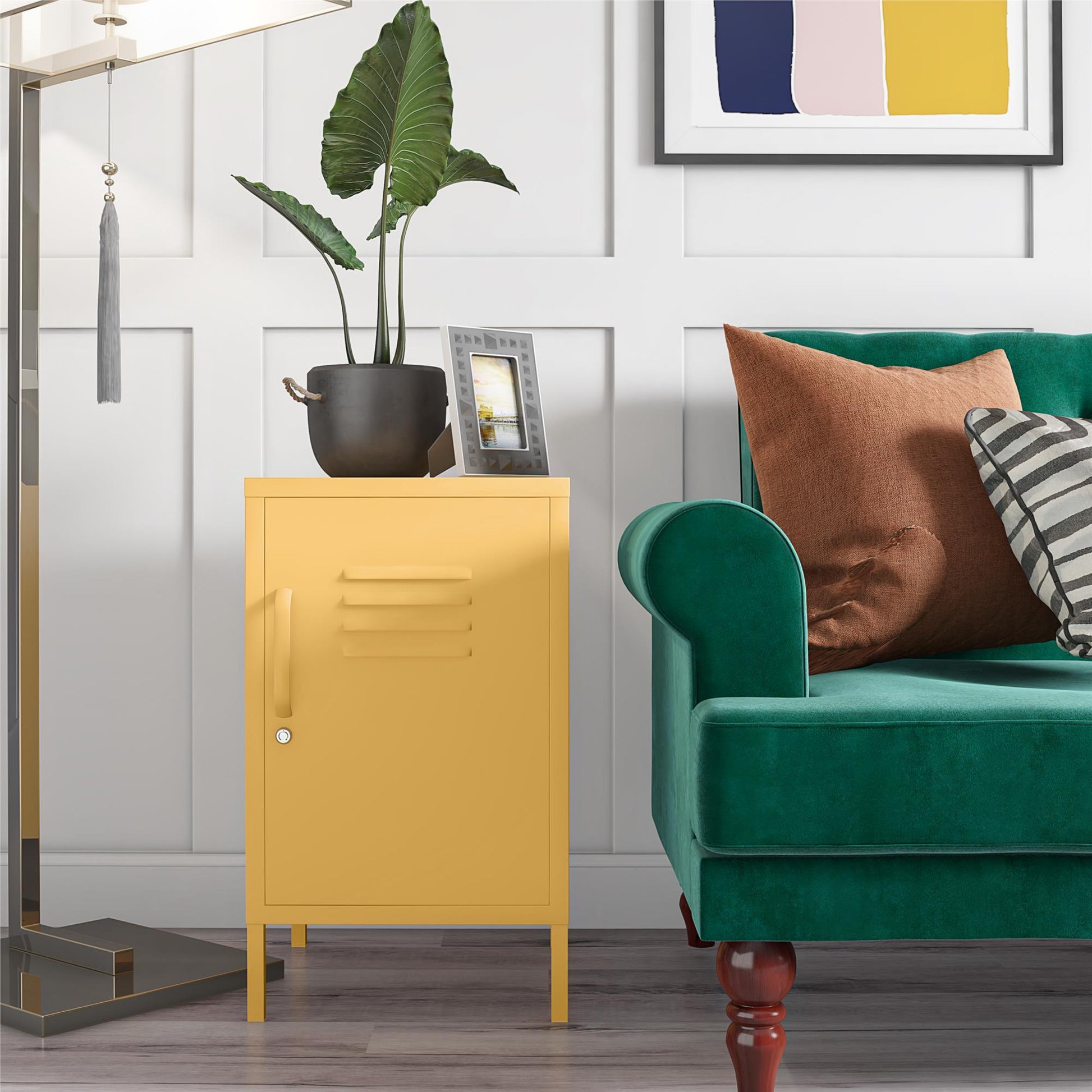 Cache Metal Locker End Table, Yellow - Yellow