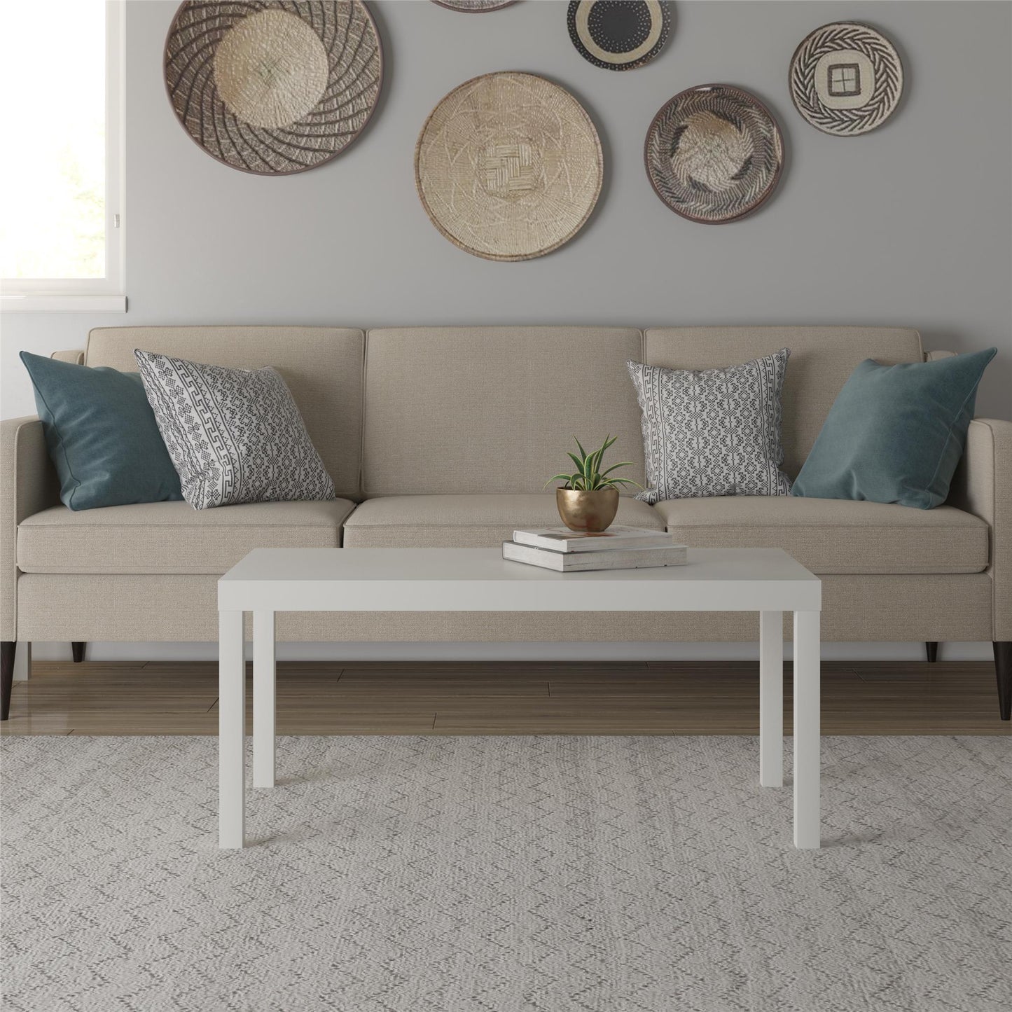 Parsons Coffee Table, White - White