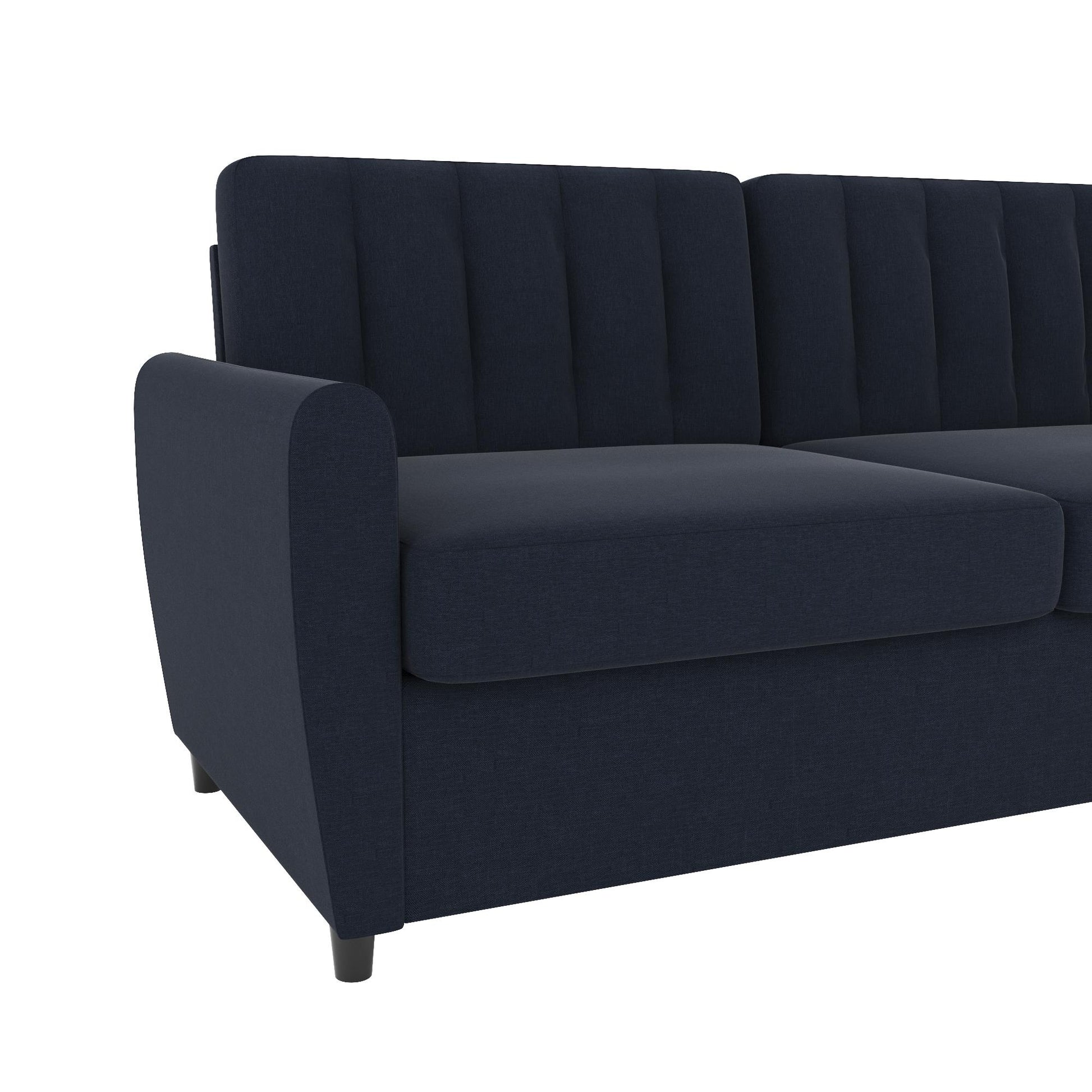 Novogratz Brittany Sleeper Sofa with Memory Foam Mattress, Queen, Blue Linen - Blue Linen - Queen