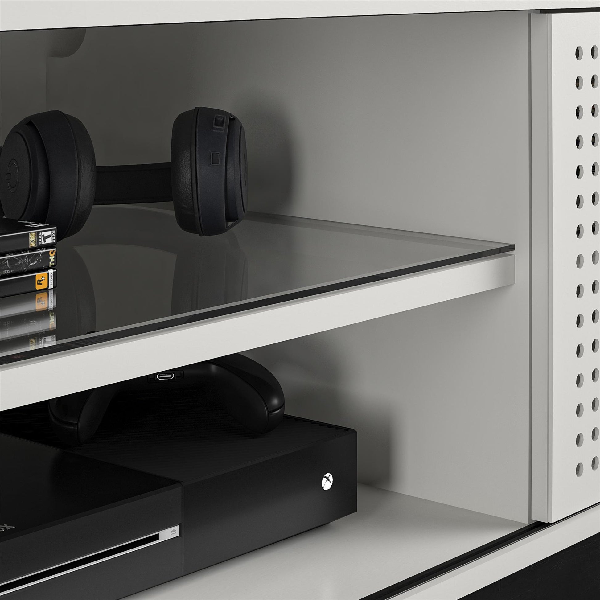 Glitch Gaming TV Stand for TVs up to 60 Inch with LED Lights - White