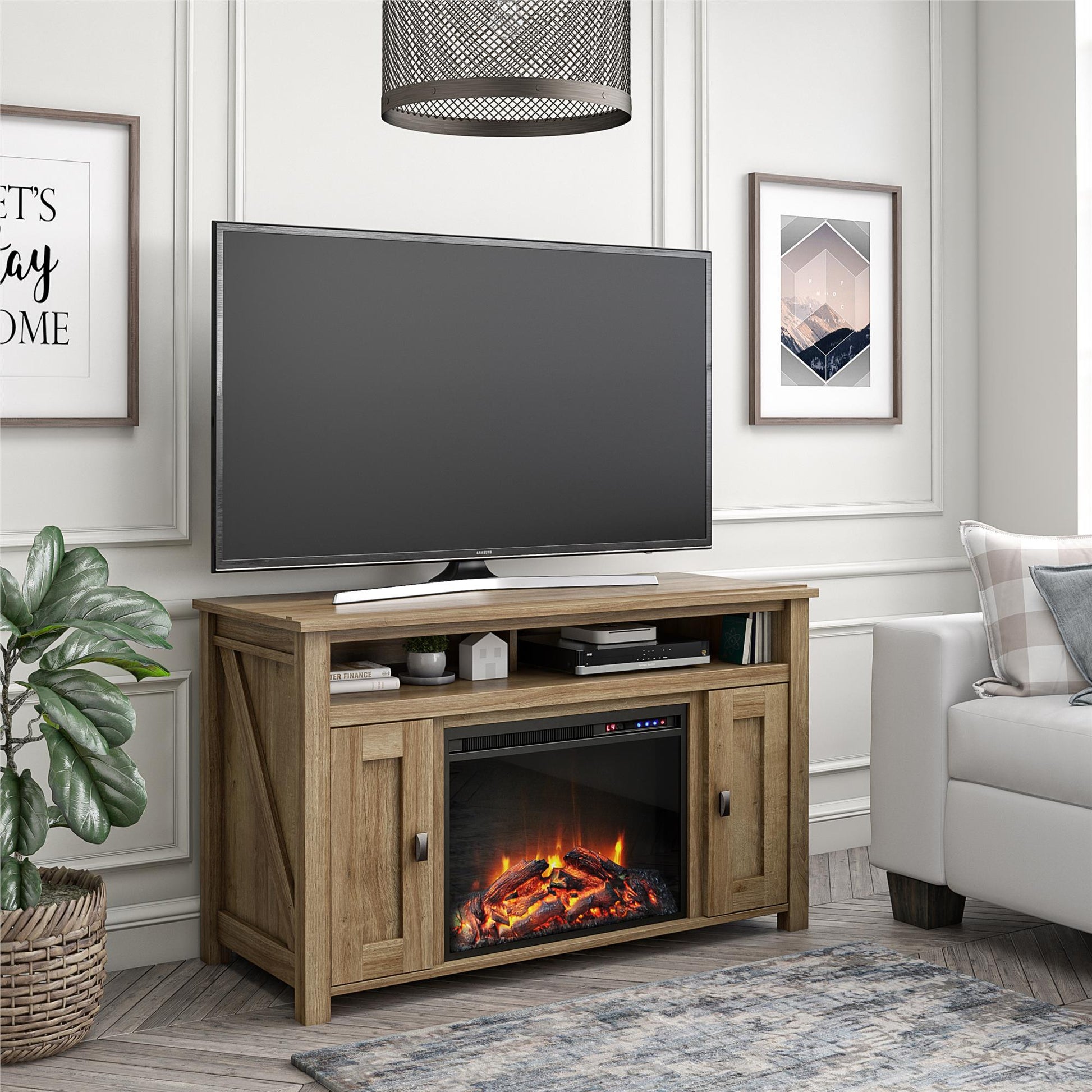 Farmington Electric Fireplace TV Console for TVs up to 50 Inch - Natural