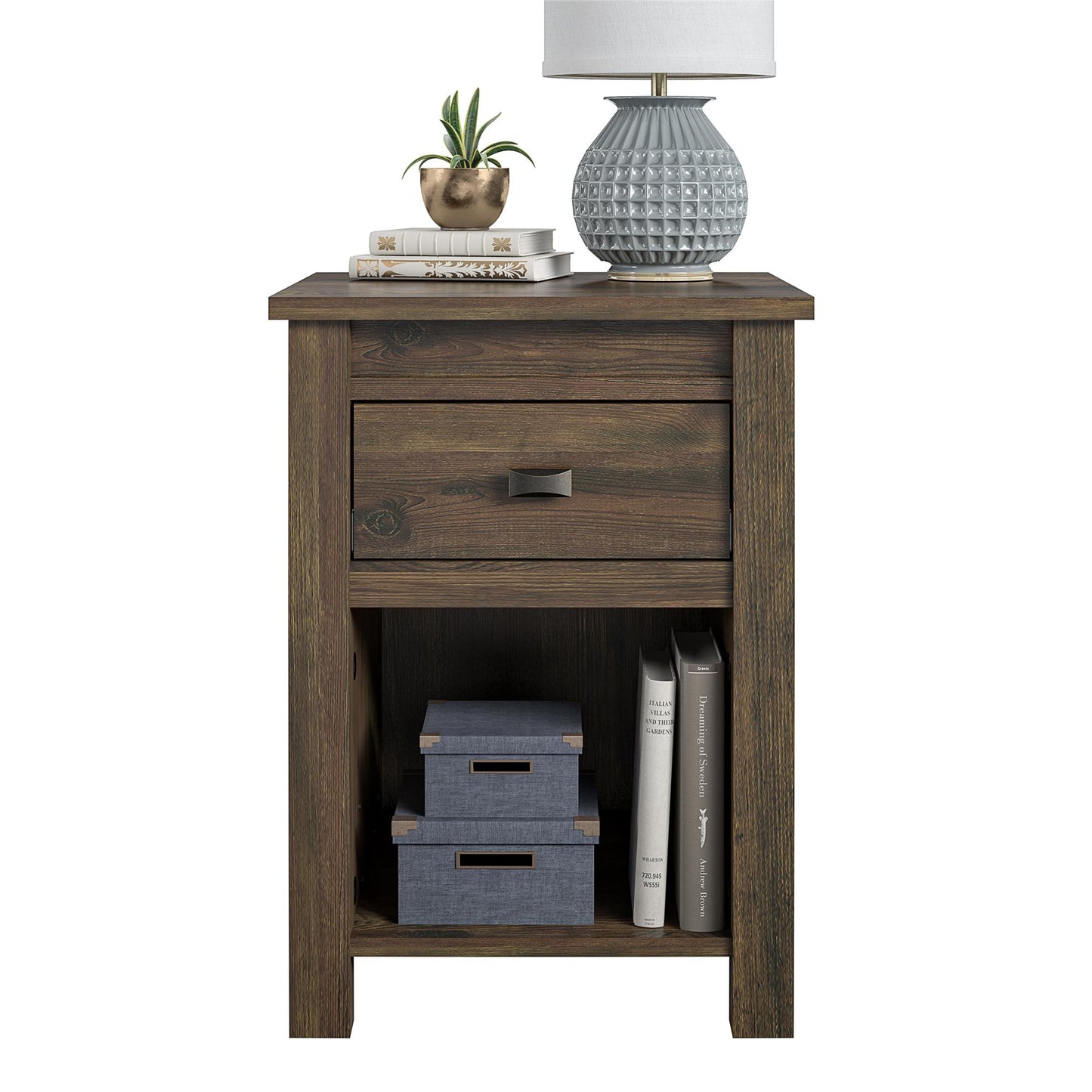 Farmington Rustic Farmhouse Nightstand with 1 Drawer - Rustic