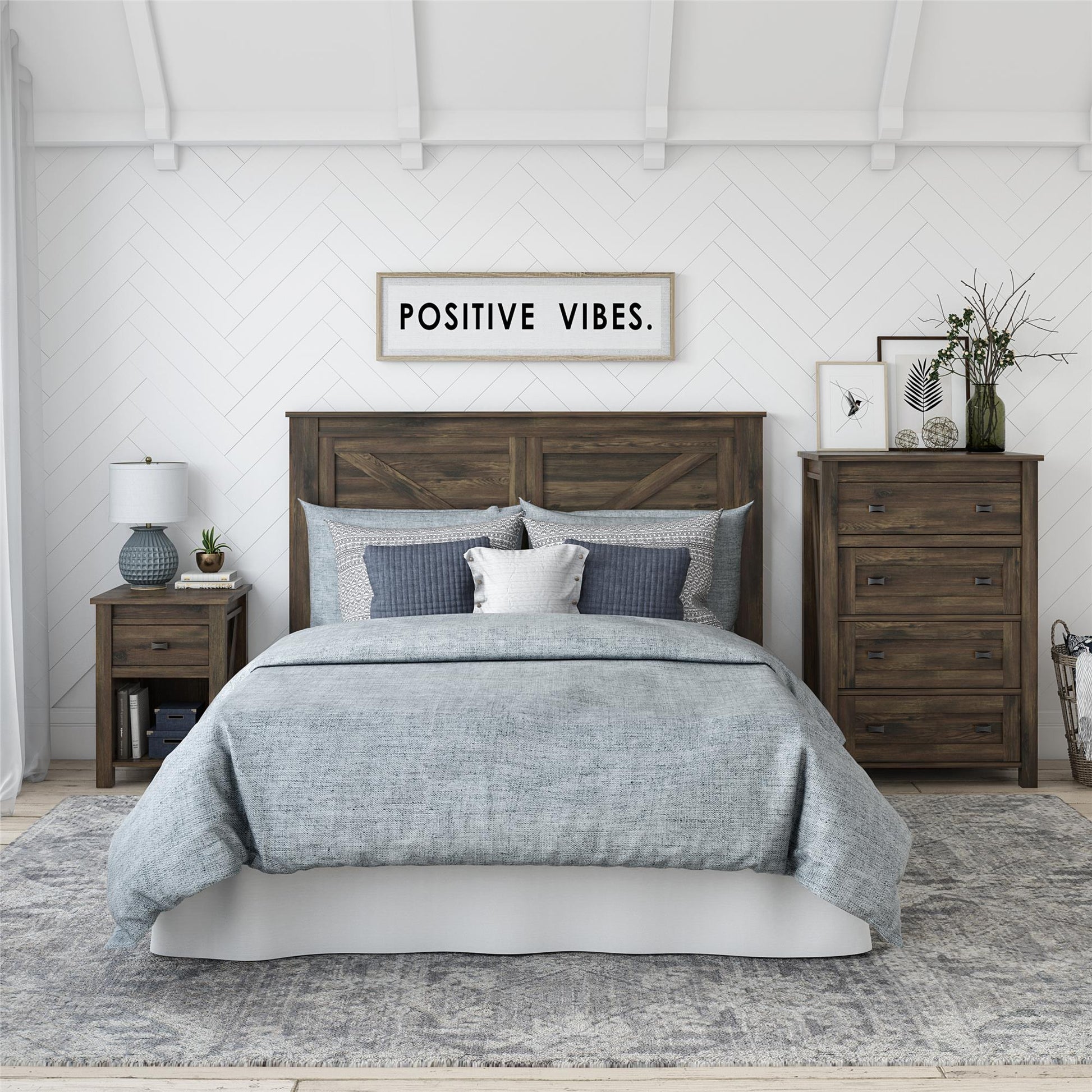 Farmington Rustic Farmhouse Nightstand with 1 Drawer - Rustic
