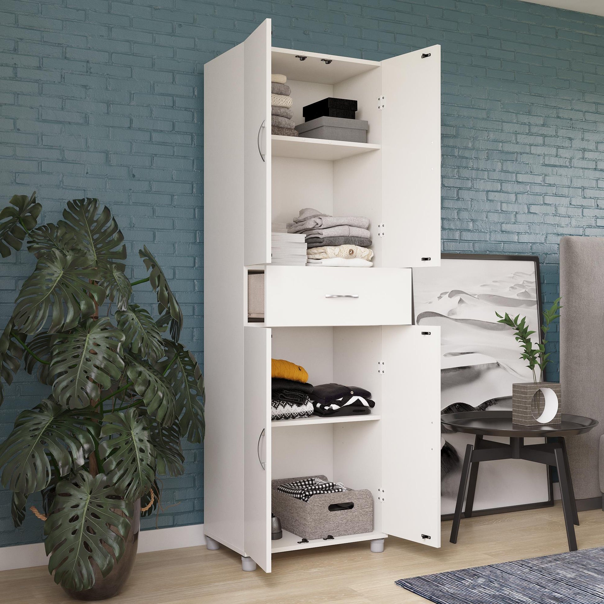 Basin 23.5 Inch Closed Storage Cabinet - White