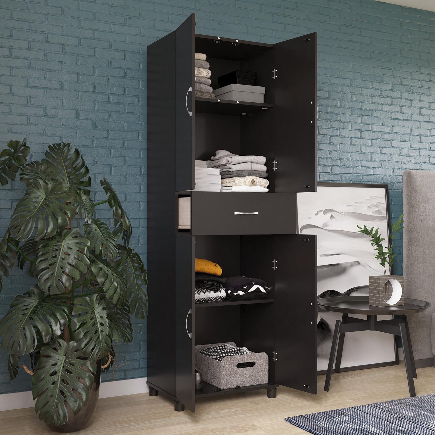 Basin 23.5 Inch Closed Storage Cabinet - Black
