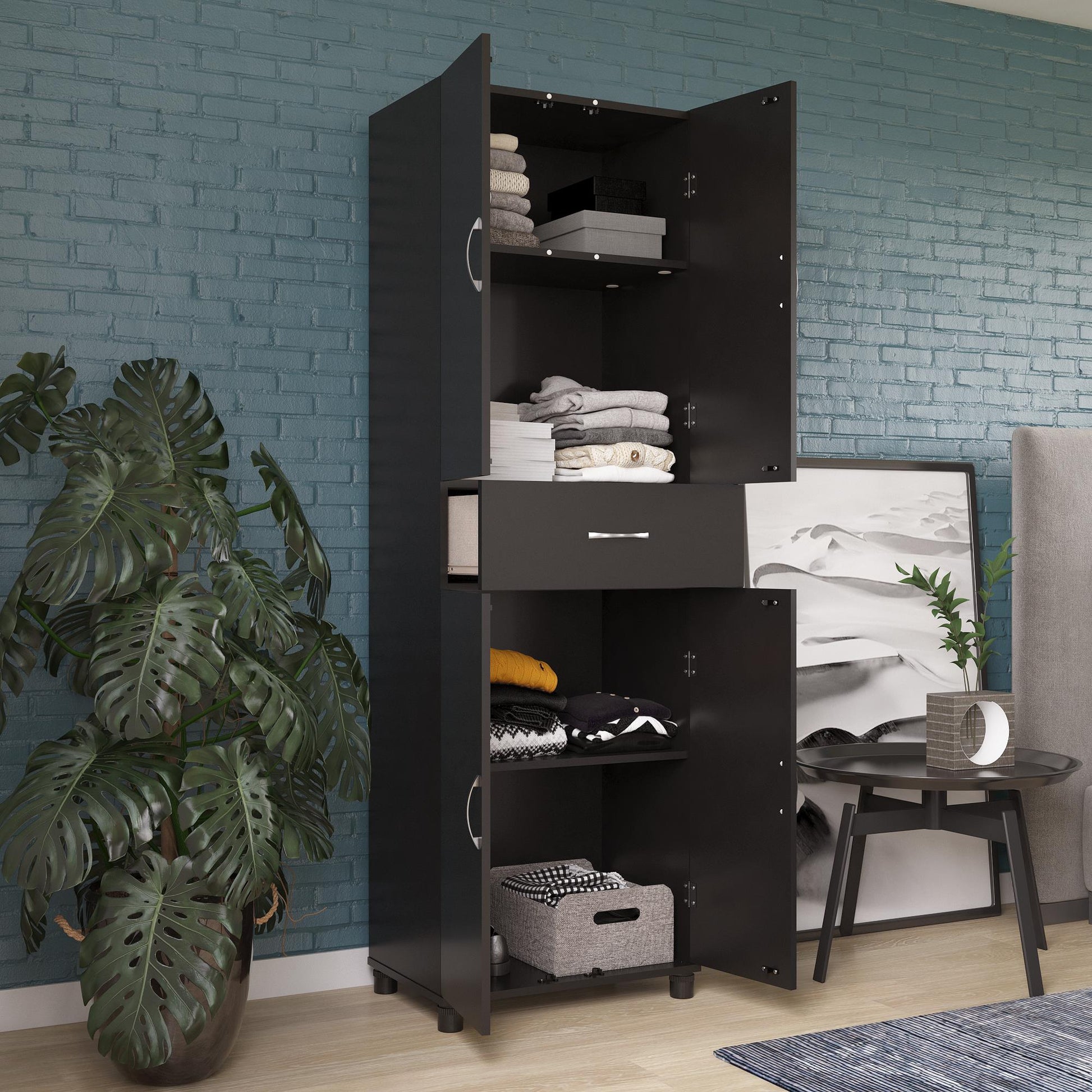 Basin 23.5 Inch Closed Storage Cabinet - Black