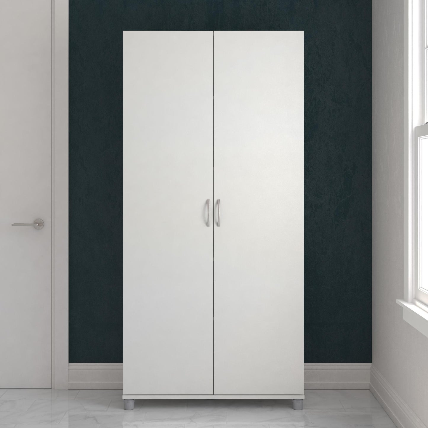 Basin 36 Inch 2 Door Utility Storage Cabinet  - White
