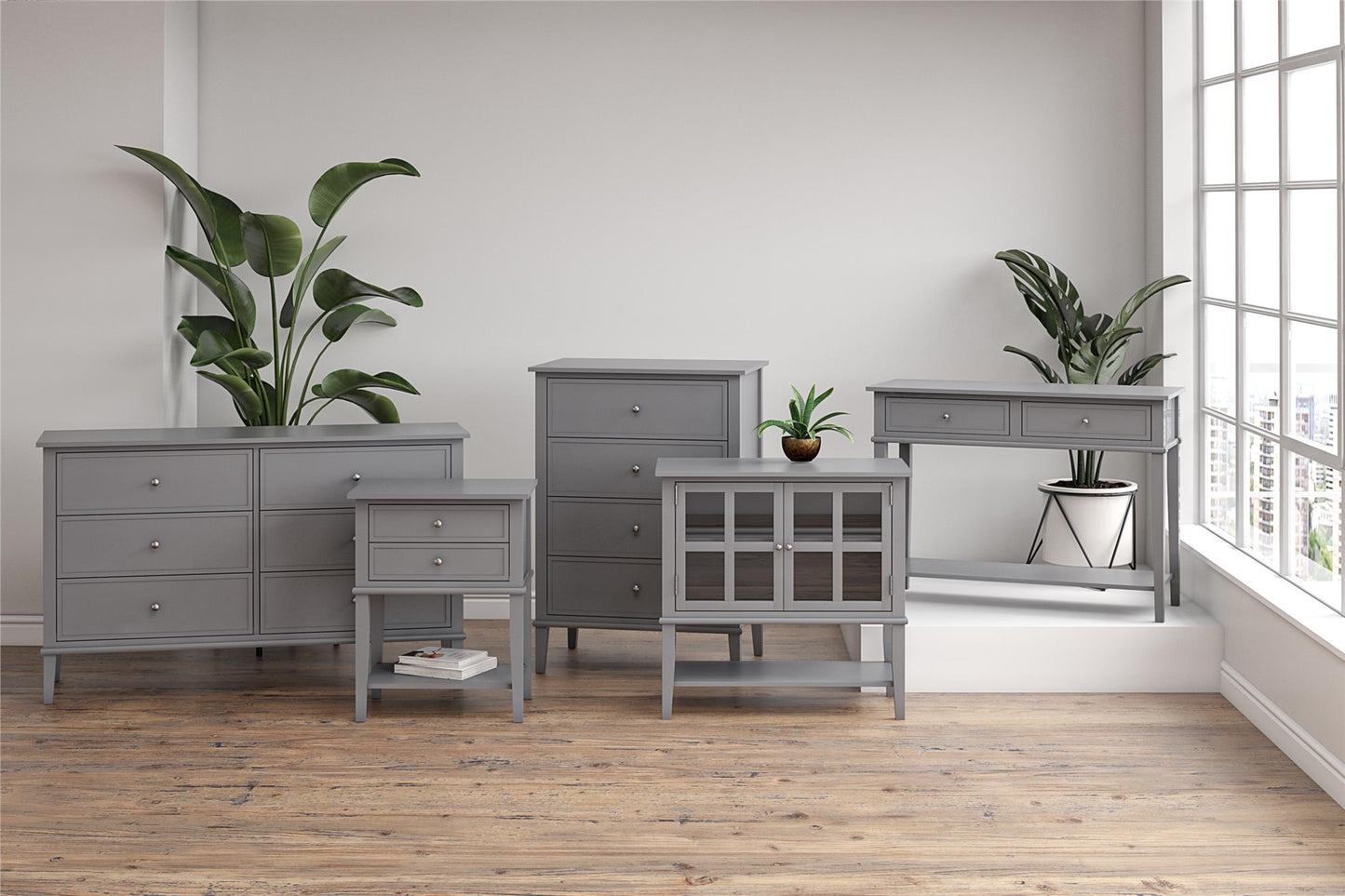Franklin 6 Drawer Dresser with Durable Metal Slides - Gray