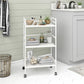 Marshall 3 Shelf Industrial Metal Rolling Utility Cart - White