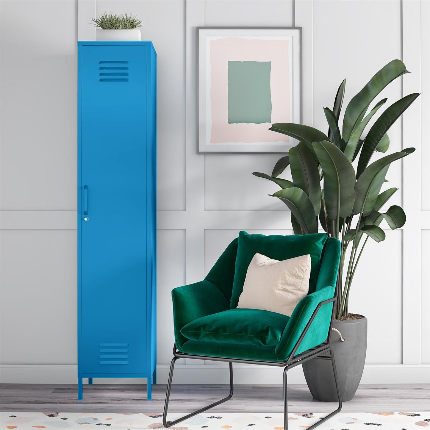 Cache Single Metal Locker Storage Cabinet, Blue - Blue