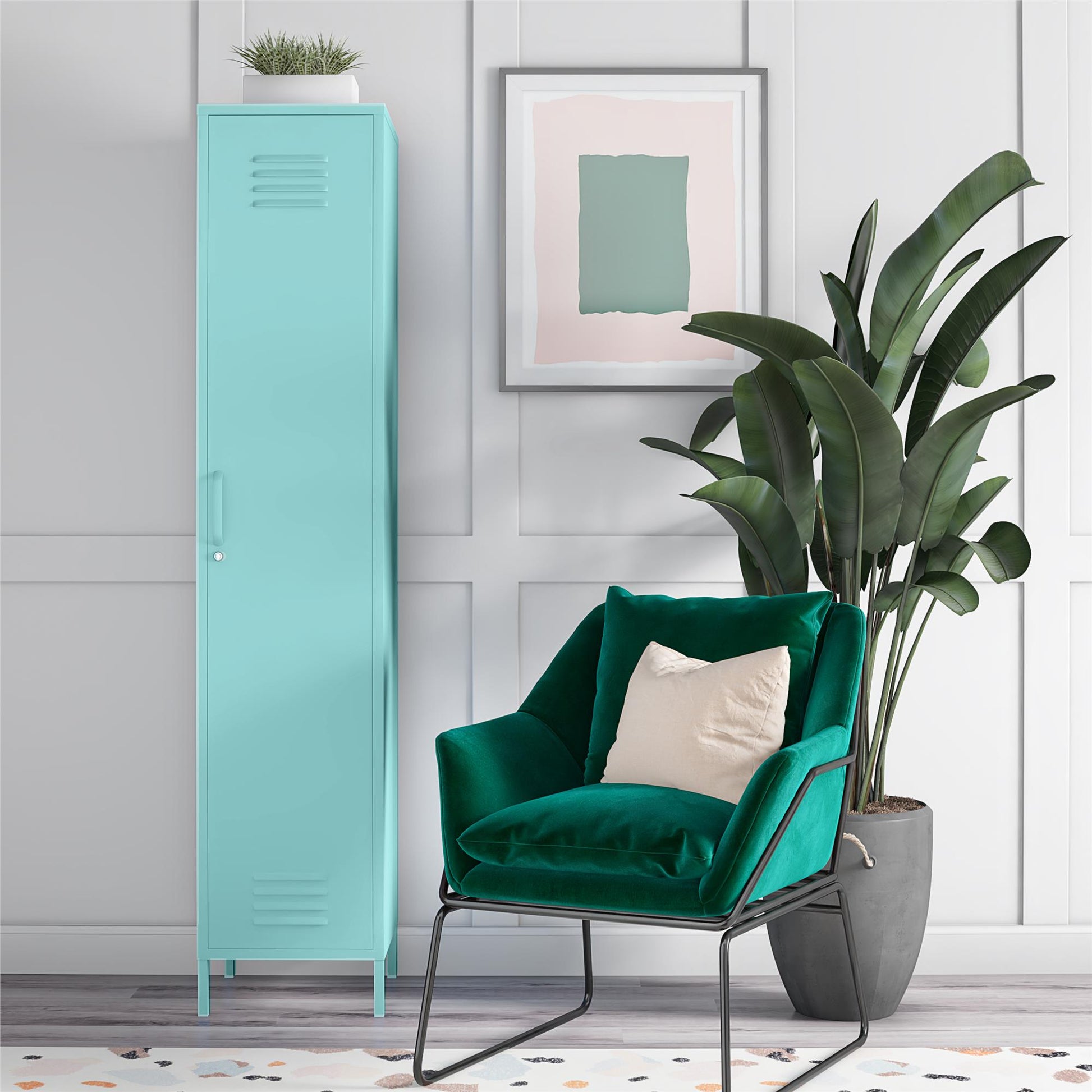 Cache Single Metal Locker Storage Cabinet, Mint - Spearmint