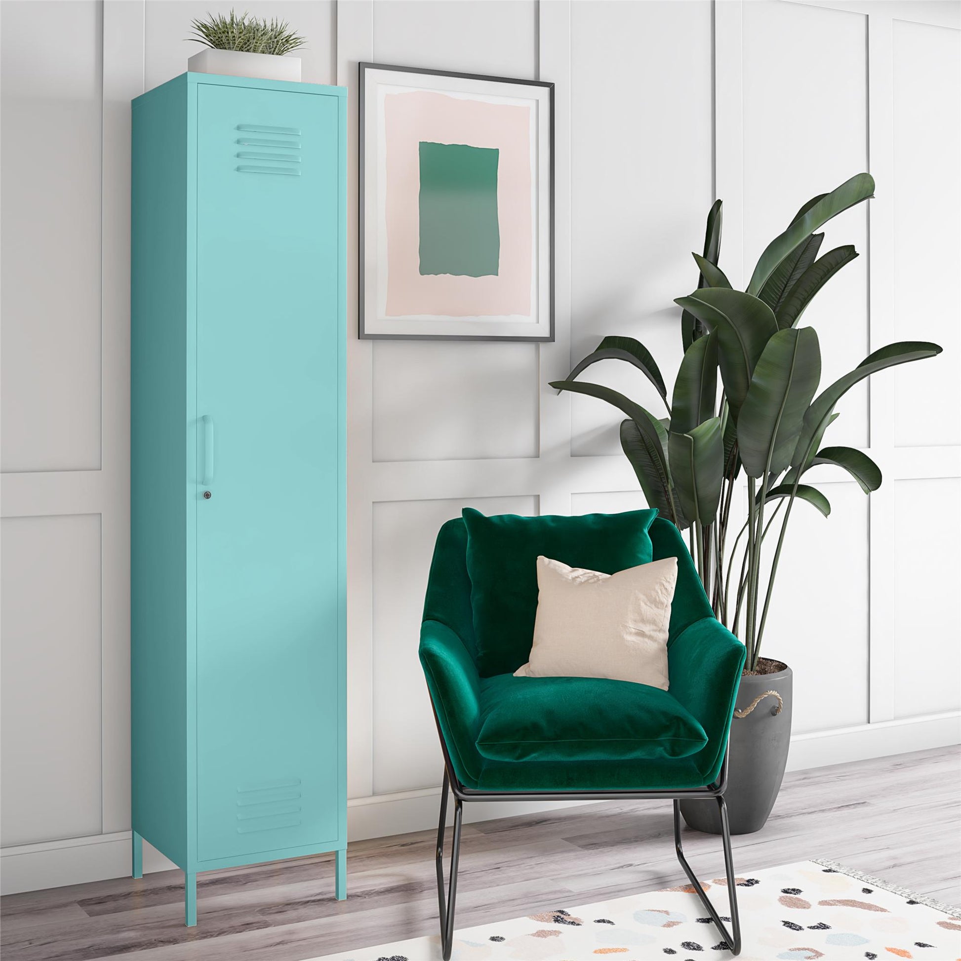 Cache Single Metal Locker Storage Cabinet, Mint - Spearmint