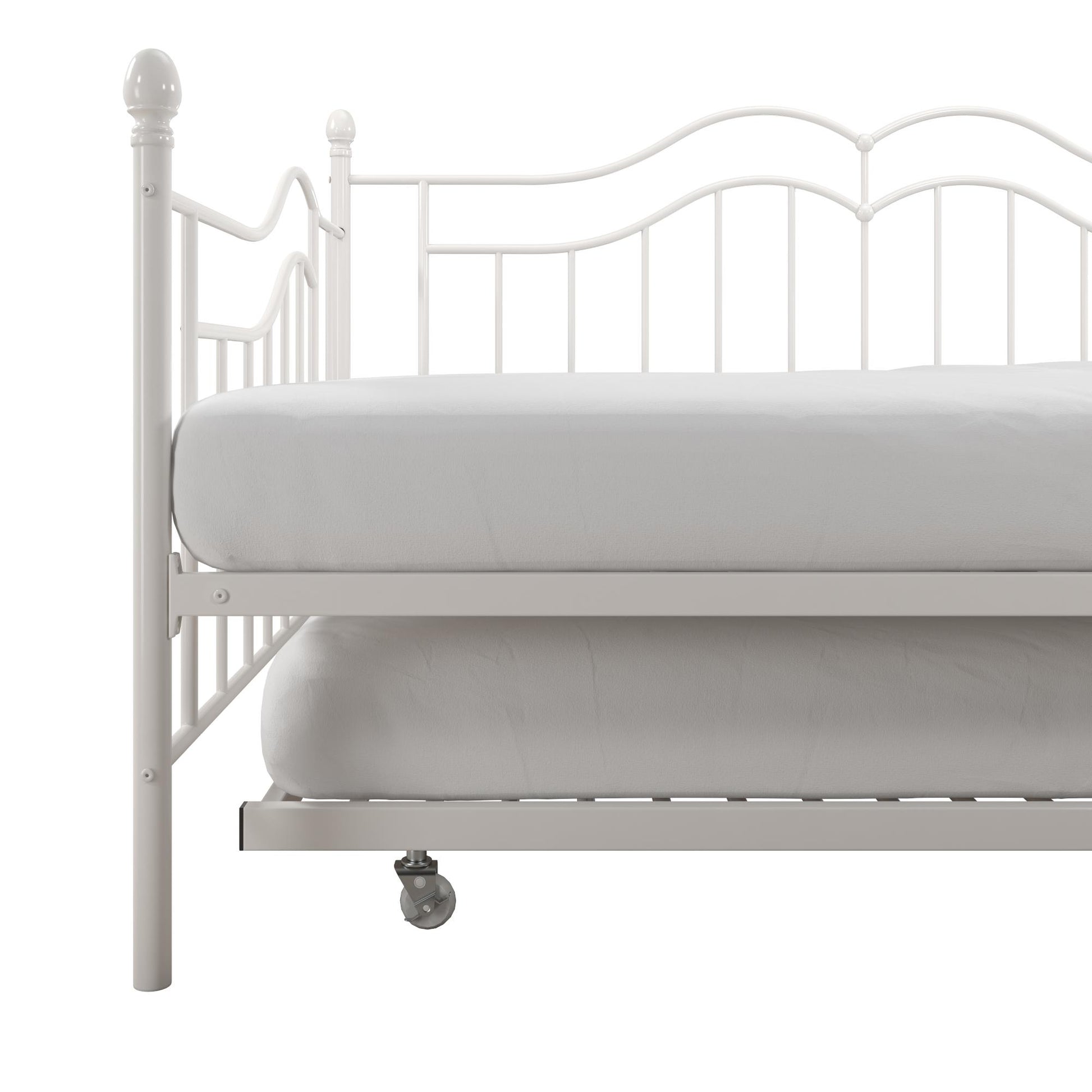 Tokyo Metal Daybed and Trundle Set with Metal Slats - White - Full