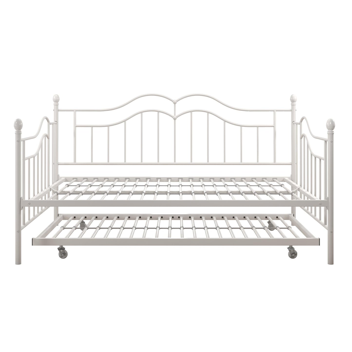 Tokyo Metal Daybed and Trundle Set with Metal Slats - White - Full