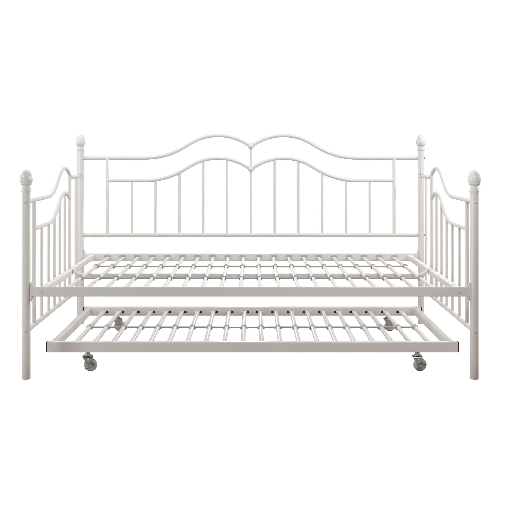 Tokyo Metal Daybed and Trundle Set with Metal Slats - White - Full