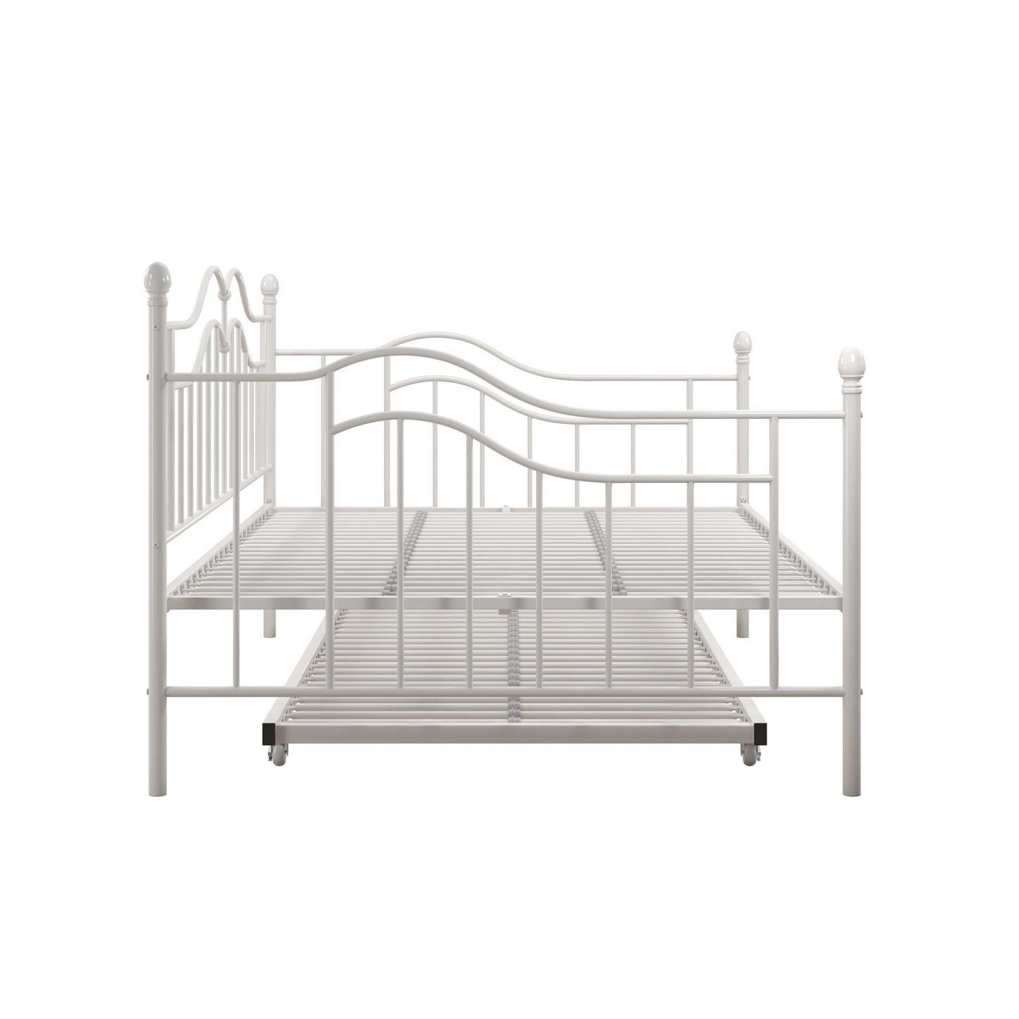 Tokyo Metal Daybed and Trundle Set with Metal Slats - White - Full