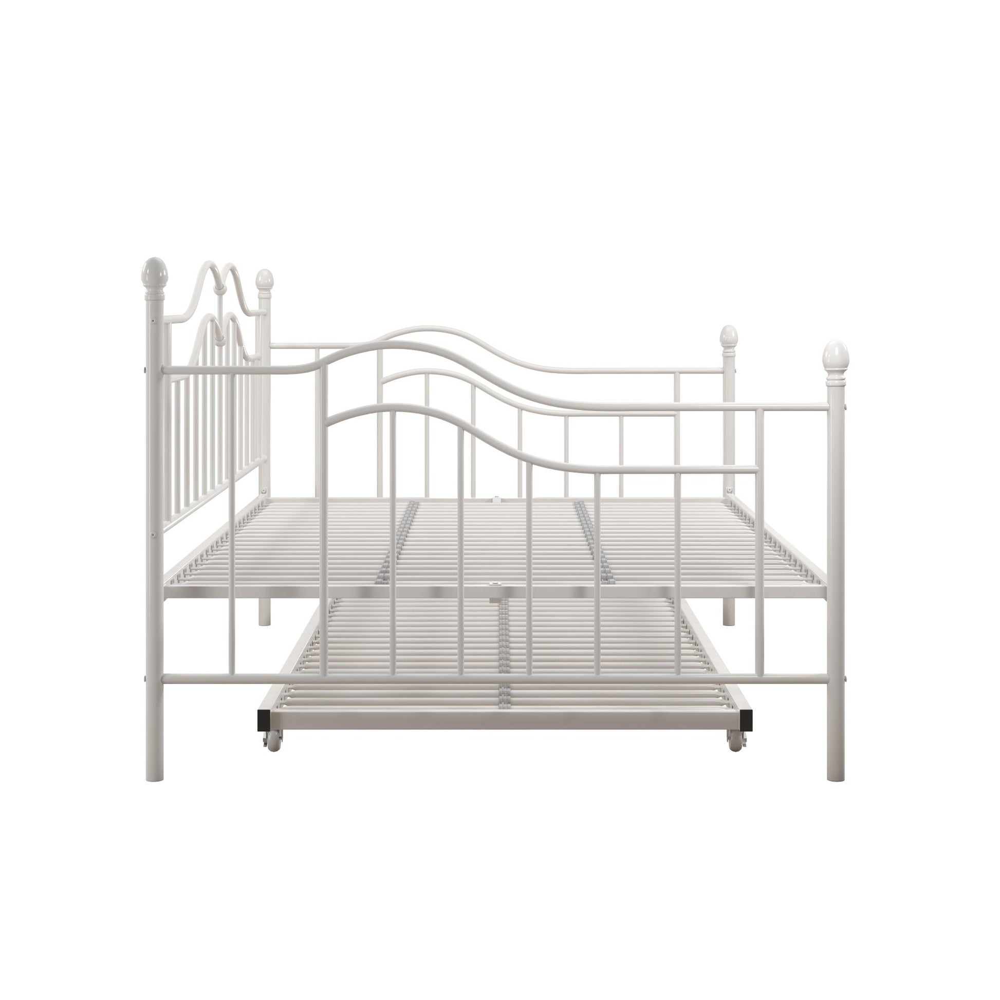 Tokyo Metal Daybed and Trundle Set with Metal Slats - White - Full