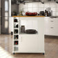 Williams Mobile Kitchen Cart with Wine Bottle Storage - White